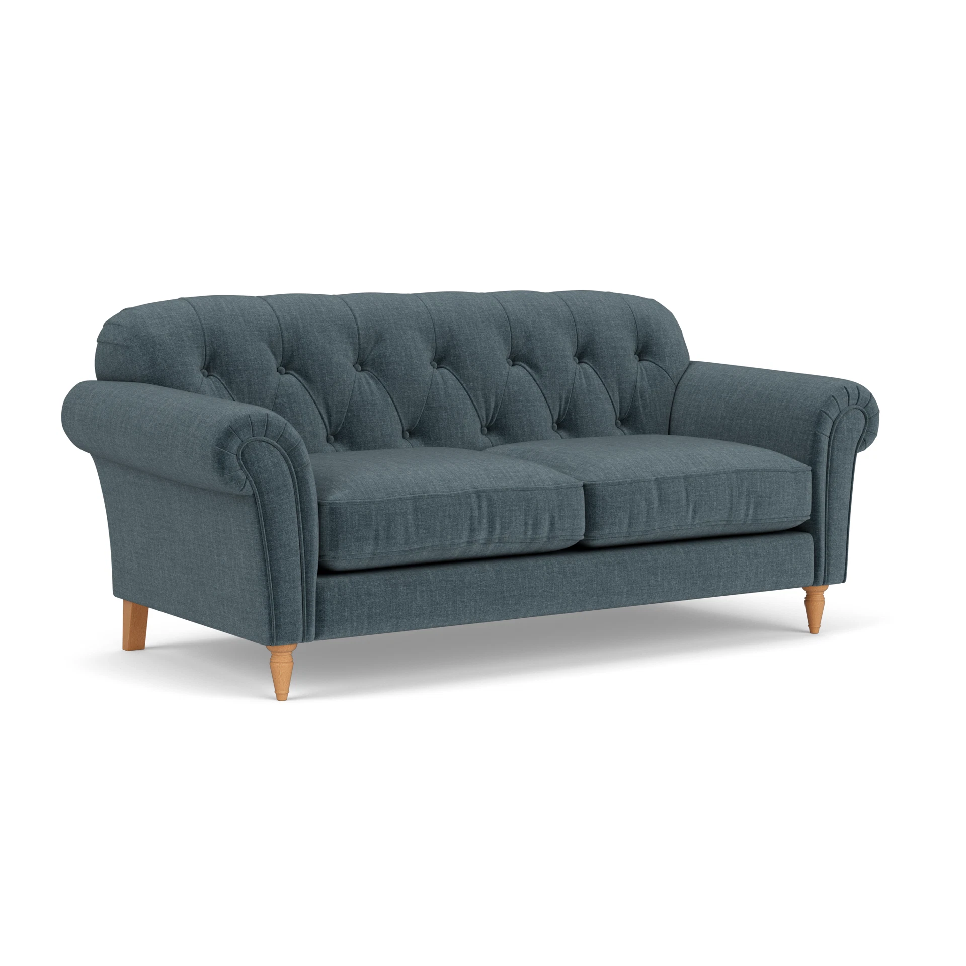 Chapman Large 2 Seater Sofa in Eco Chenille - Teal with Light legs