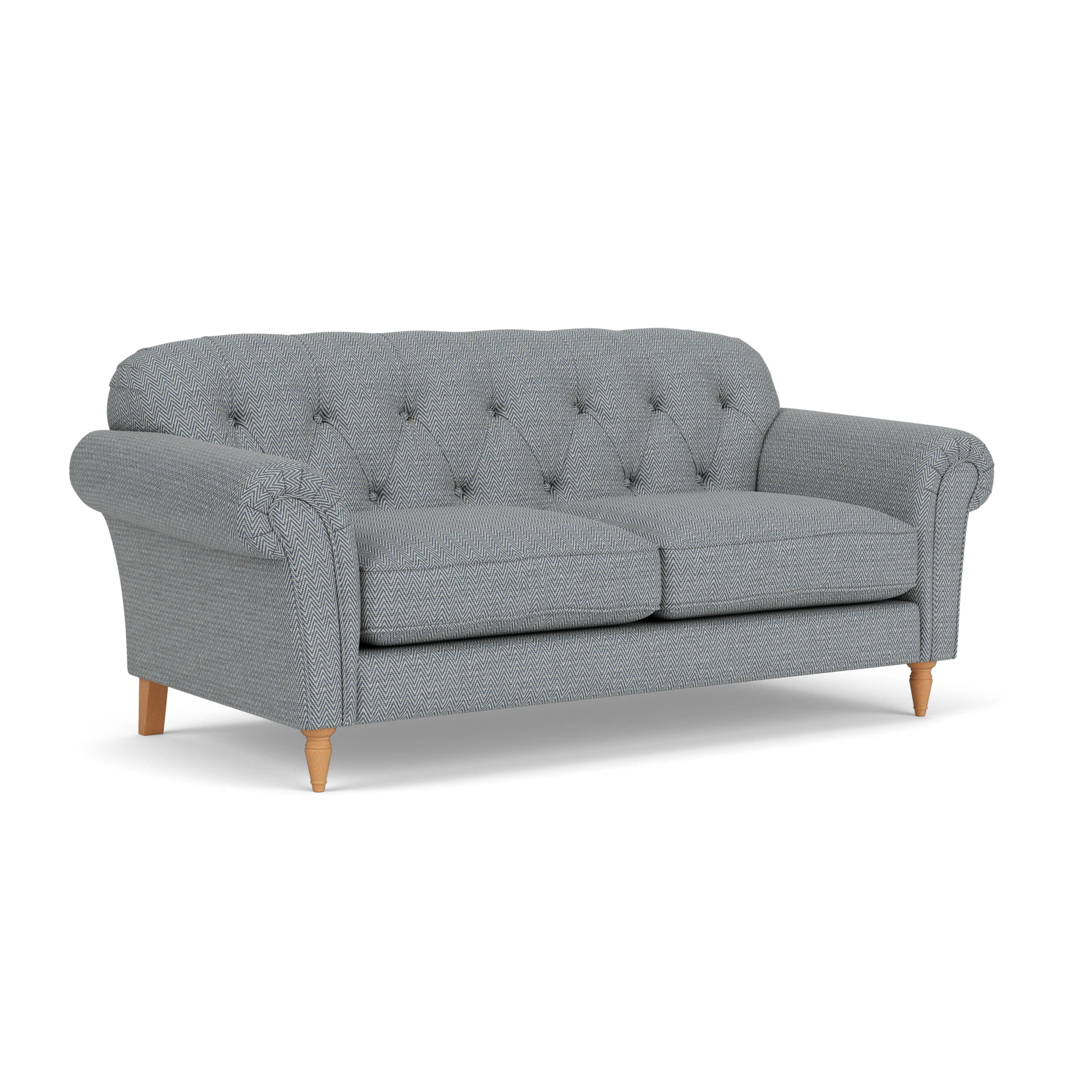 Chapman Large 2 Seater Sofa in Herringbone Weave - Navy with Light legs