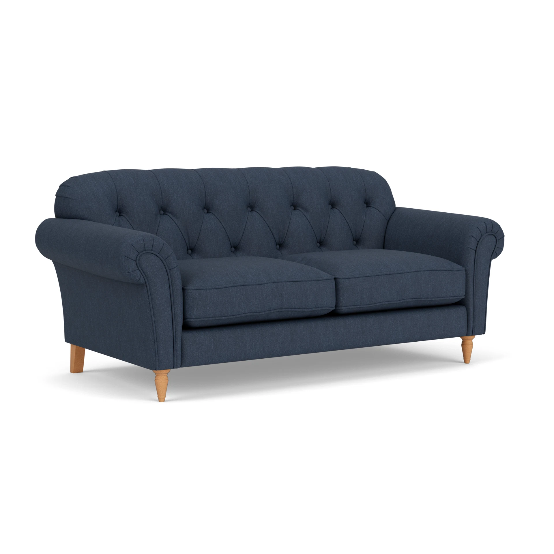 Chapman Large 2 Seater Sofa in Luxury Italian Linen - Indigo with Light legs