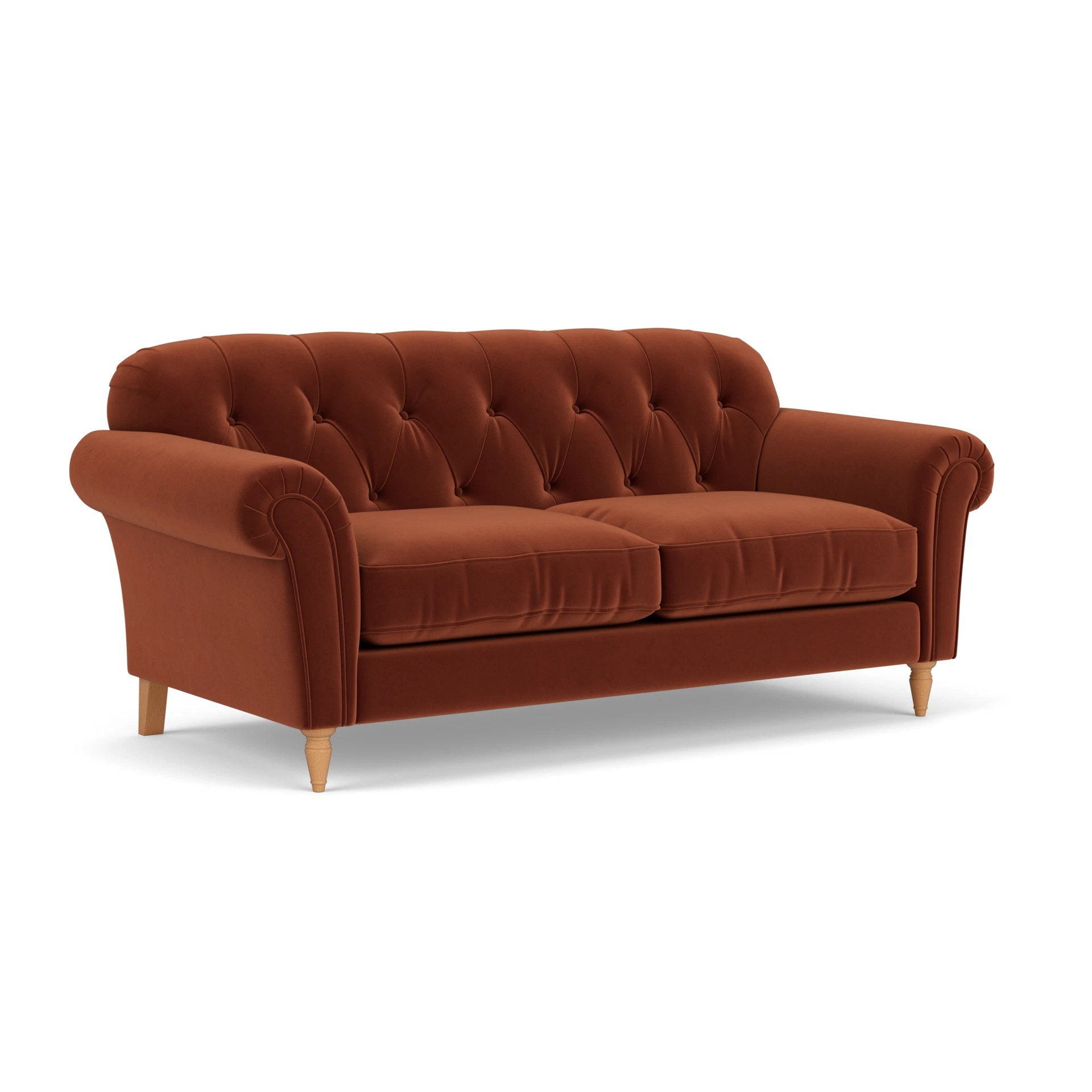 Chapman Large 2 Seater Sofa in Matt Velvet - Brick with Light legs