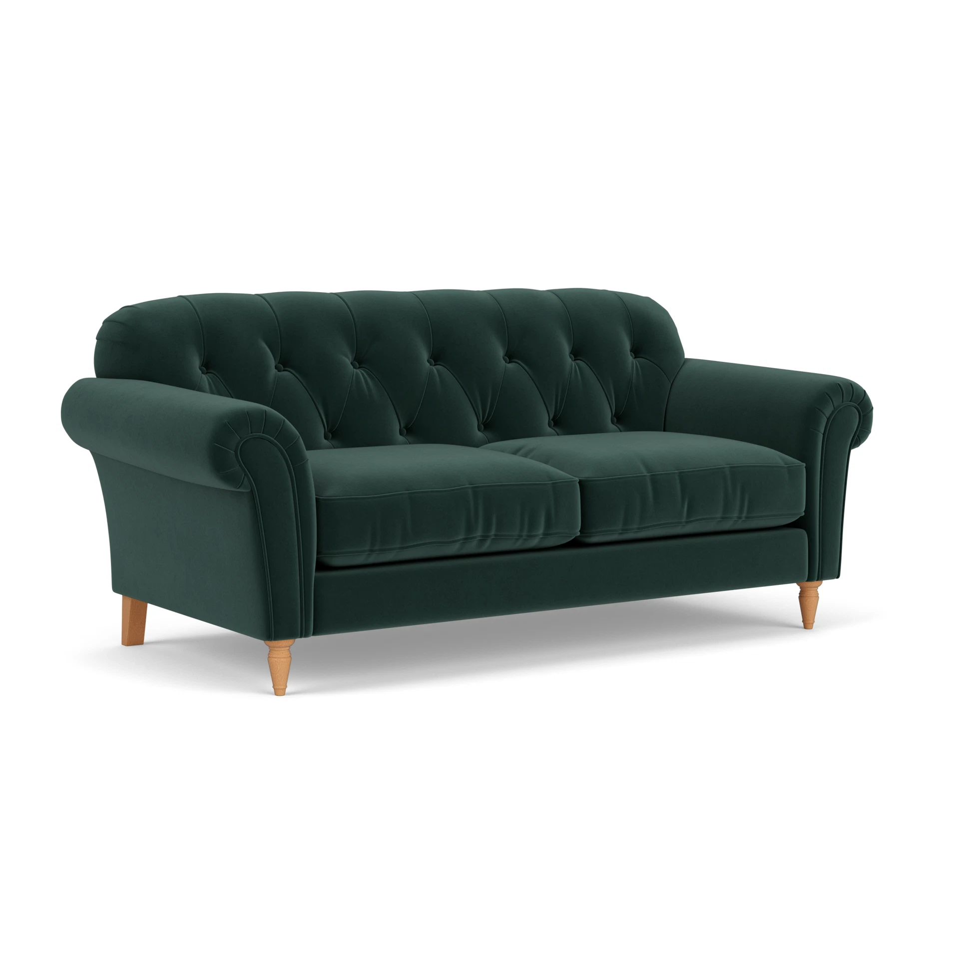 Chapman Large 2 Seater Sofa in Matt Velvet - Lake with Light legs