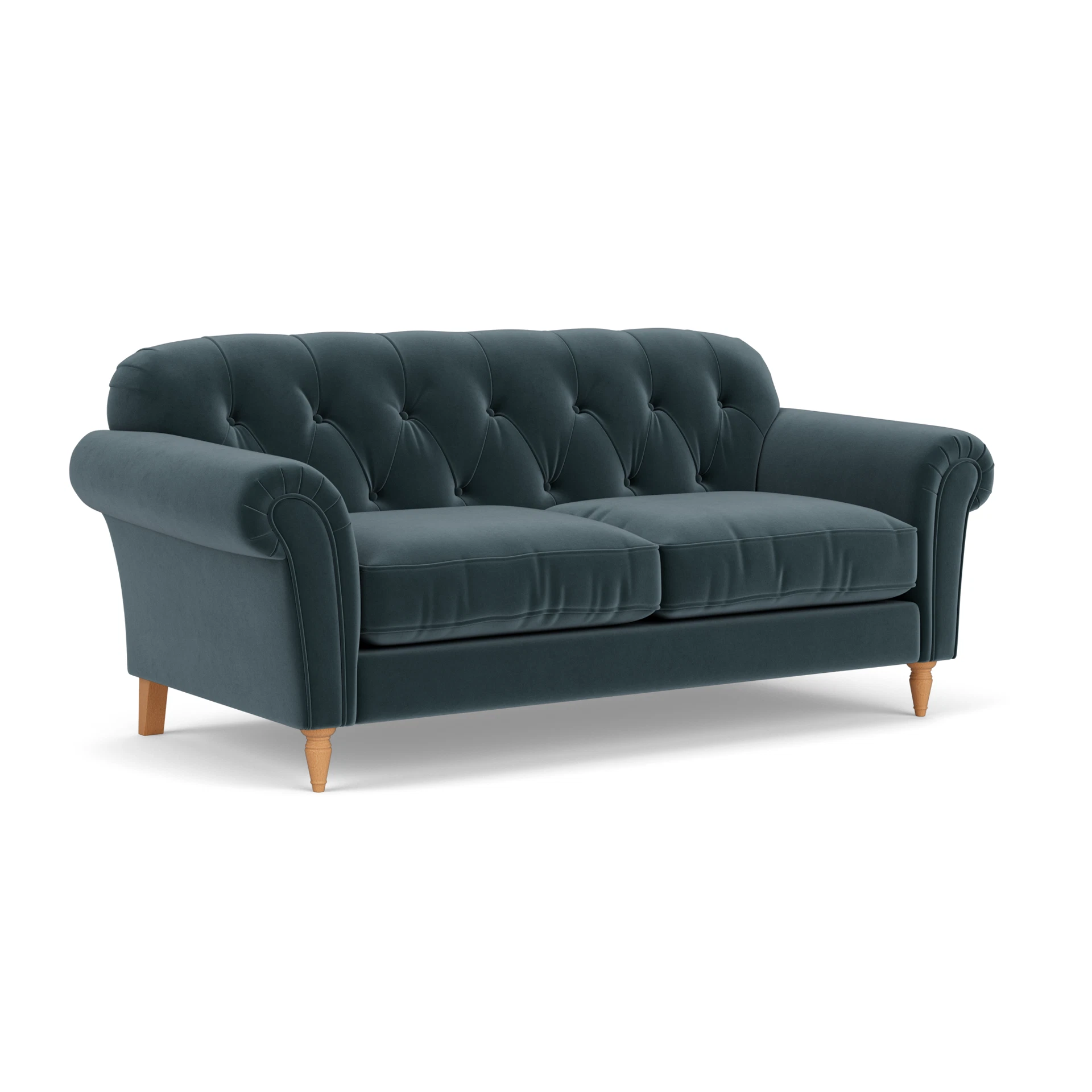 Chapman Large 2 Seater Sofa in Matt Velvet - Night Sky with Light legs