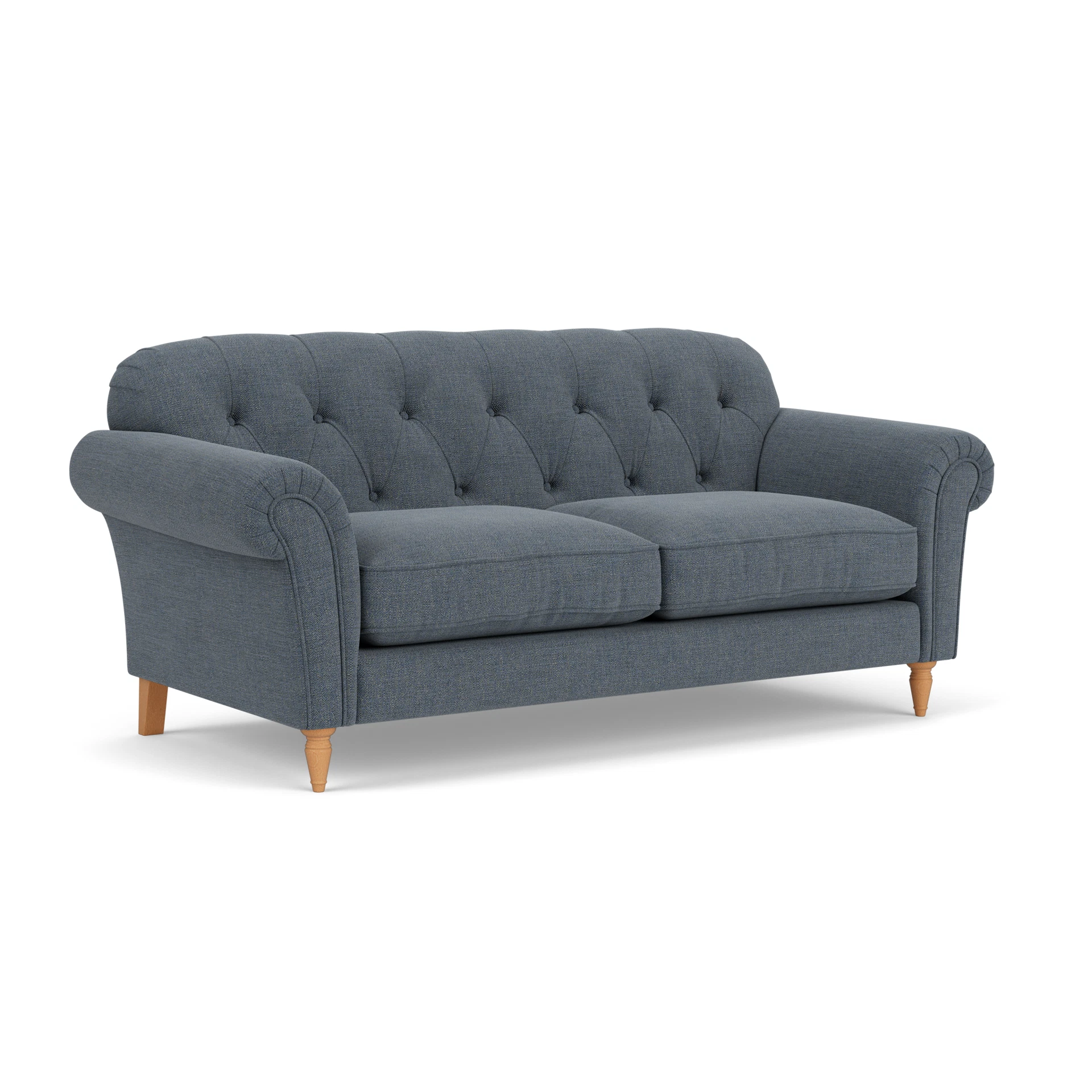 Chapman Large 2 Seater Sofa in Rustic Weave - Indigo with Light legs