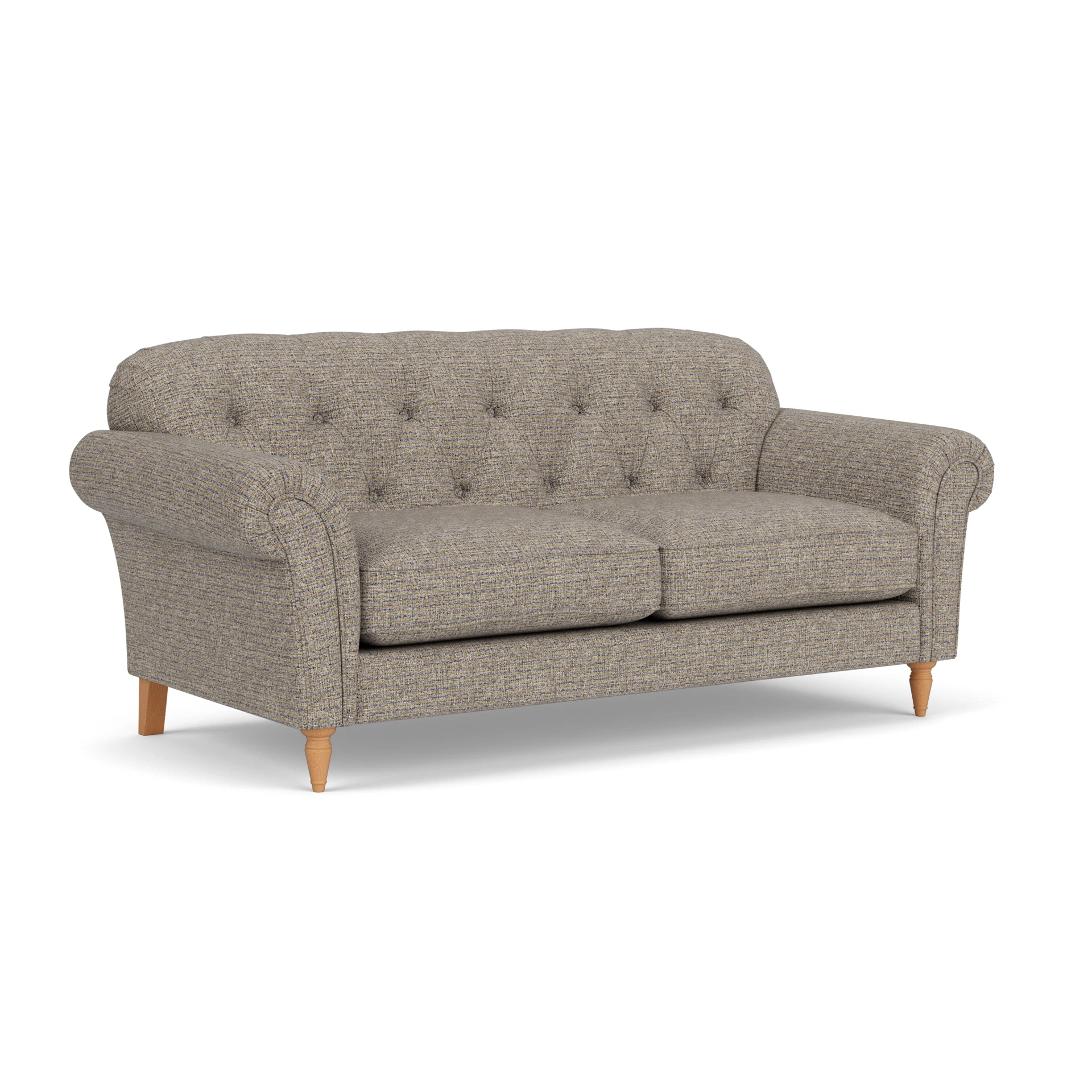 Chapman Large 2 Seater Sofa in Textured Weave - Shoreline Mix with Light legs