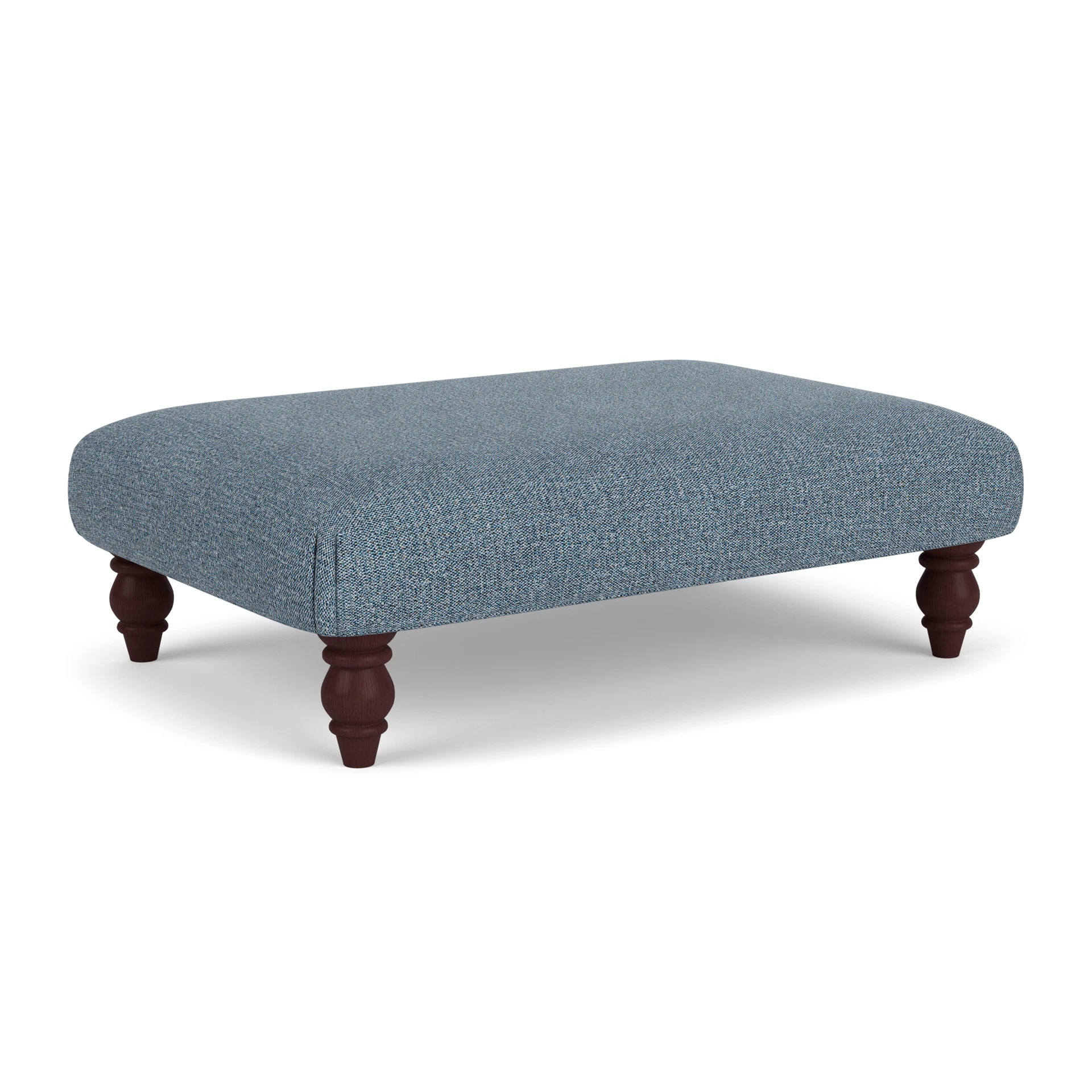 Clara Foot Stool in Aquaclean Oxford - Mid Blue with Light legs