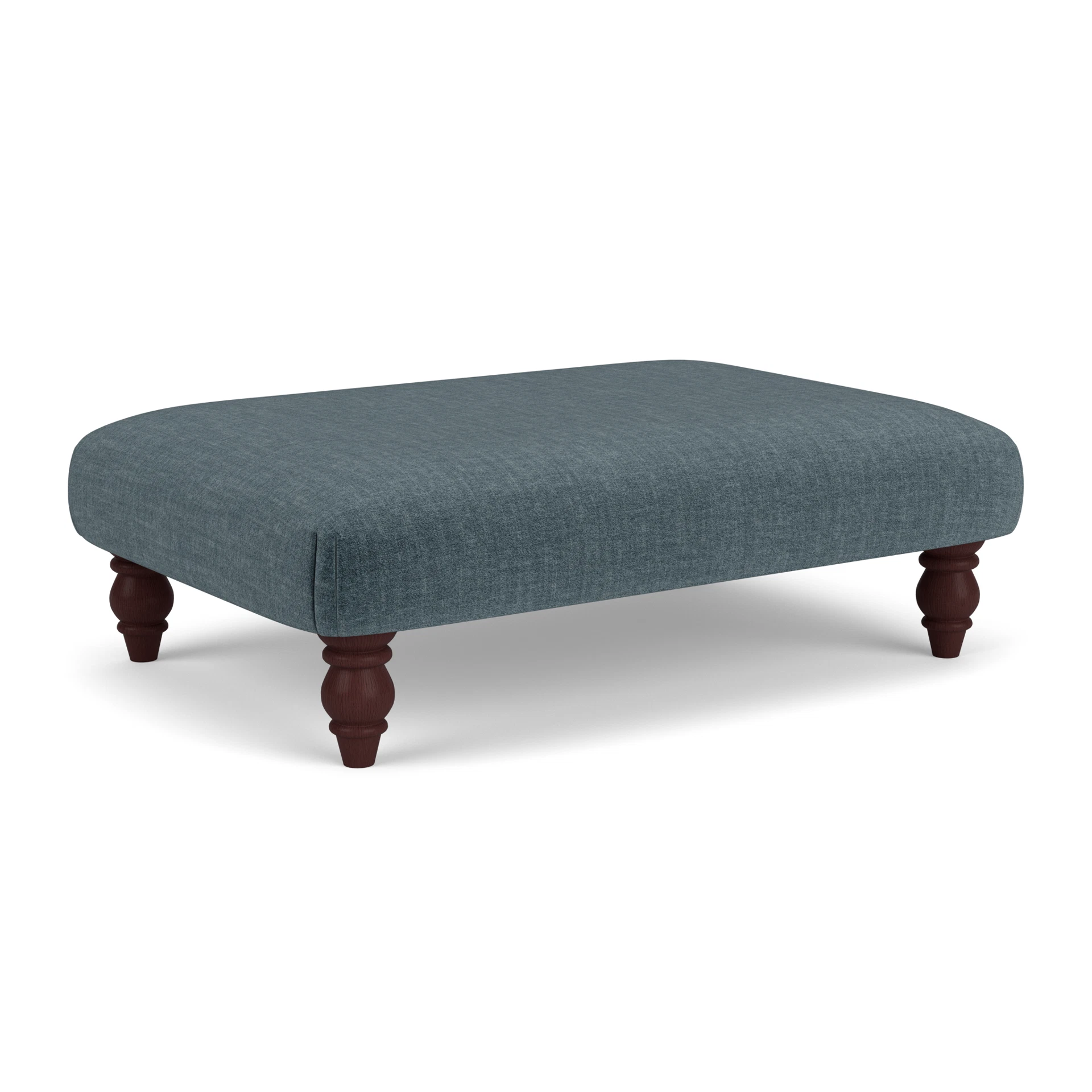 Clara Foot Stool in Eco Chenille - Teal with Light legs