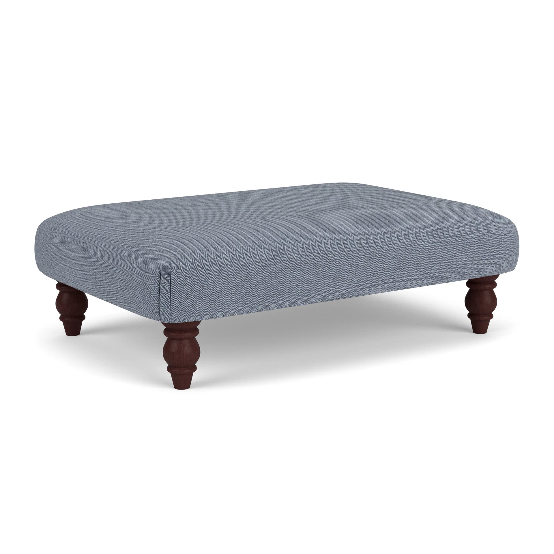 Clara Foot Stool in Eco Herringbone - Navy with Light legs
