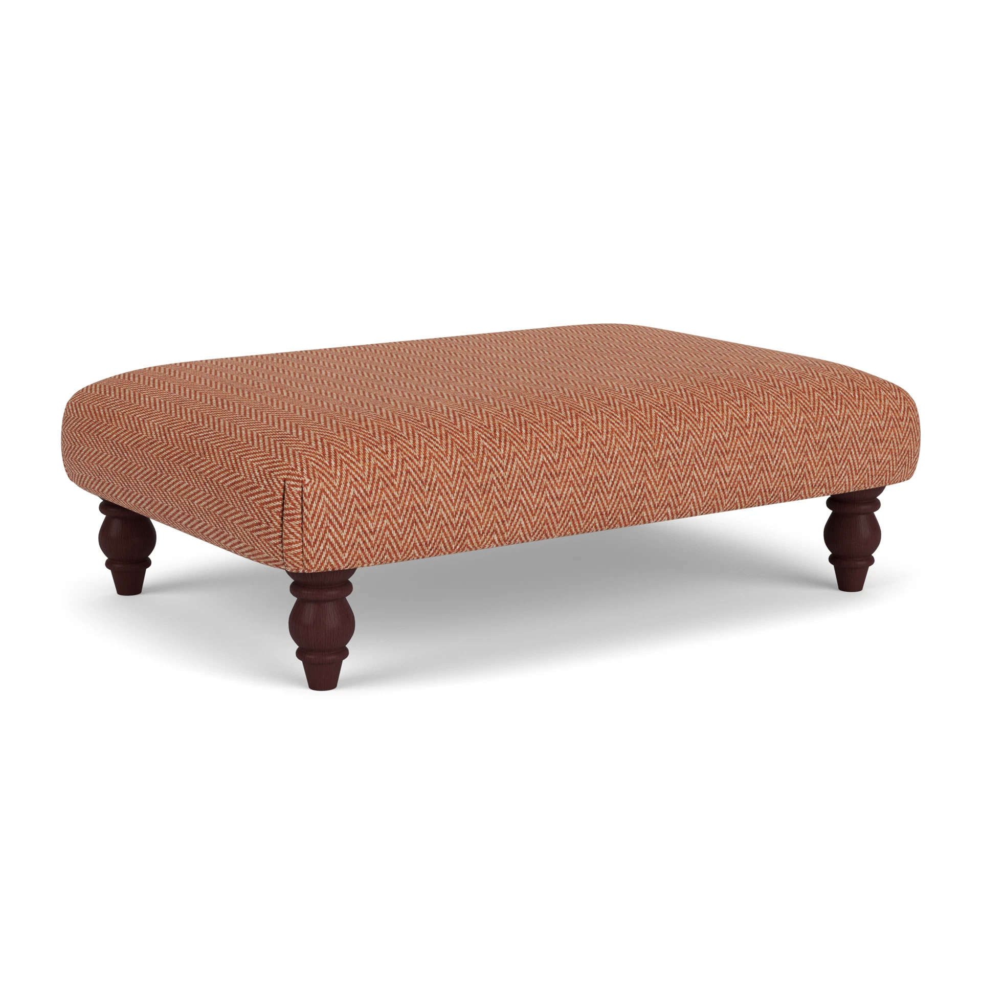 Clara Foot Stool in Herringbone Weave - Brick with Light legs