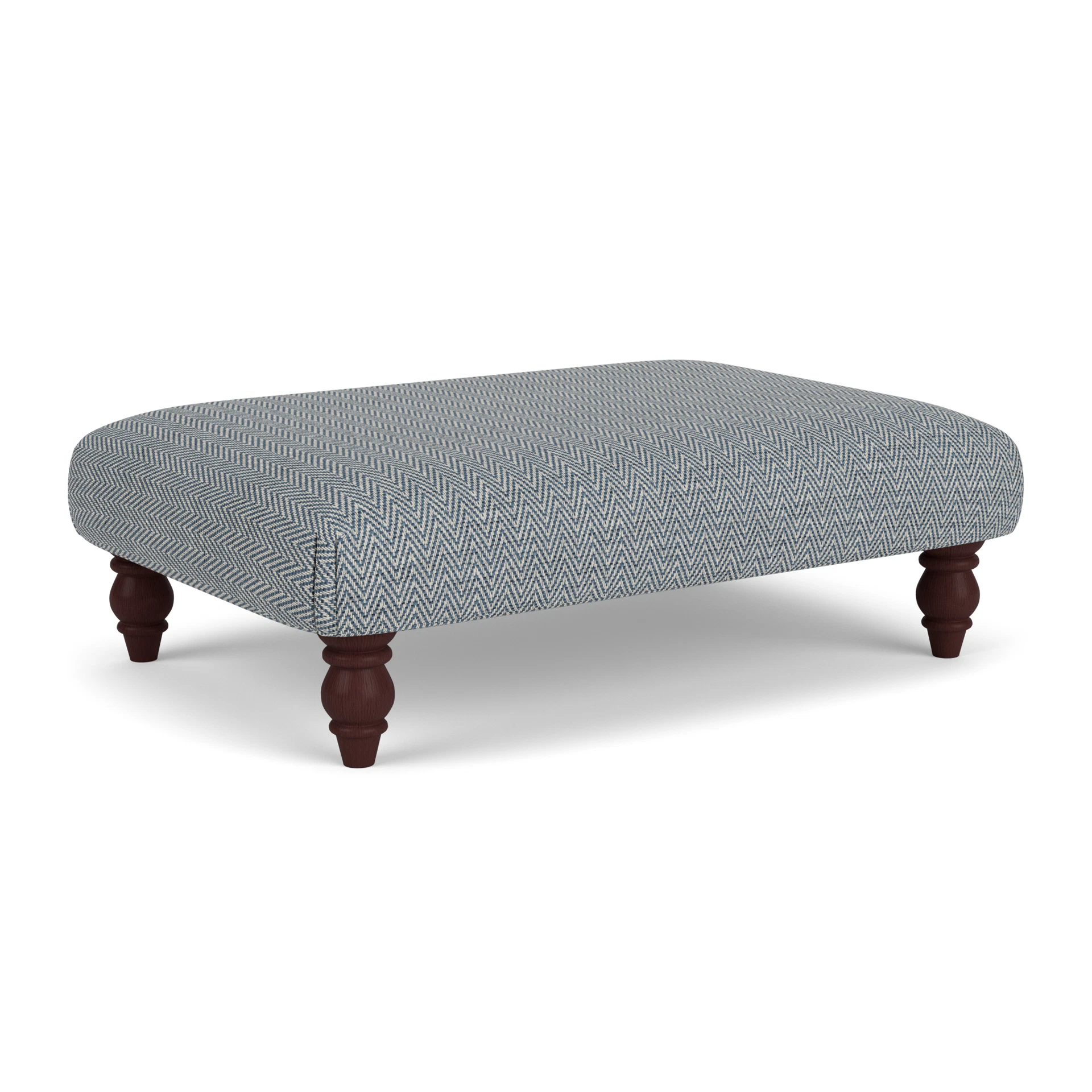 Clara Foot Stool in Herringbone Weave - Navy with Light legs
