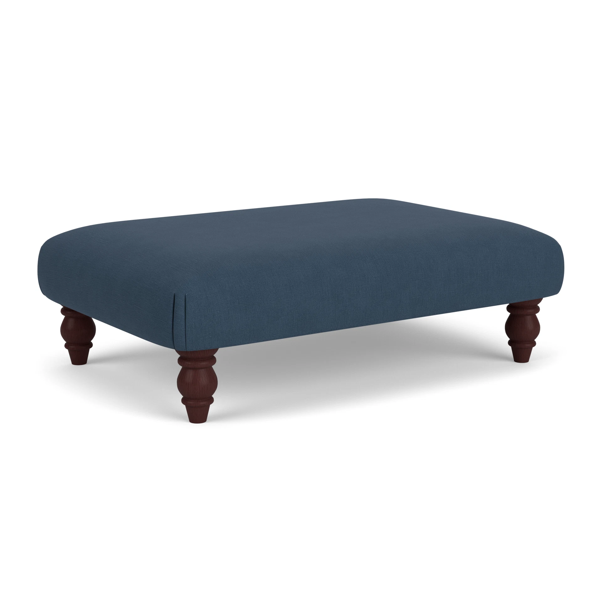 Clara Foot Stool in House Linen Mix - Indigo with Light legs