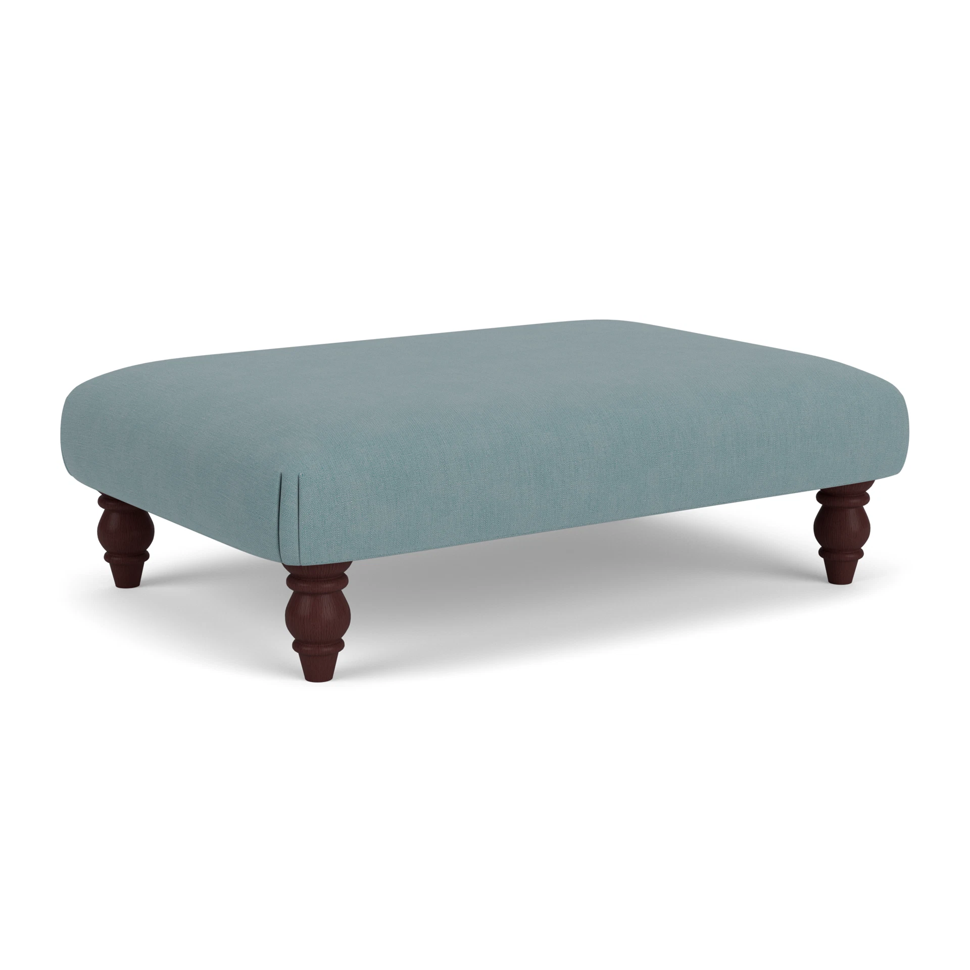 Clara Foot Stool in House Linen Mix - Sky Blue with Light legs