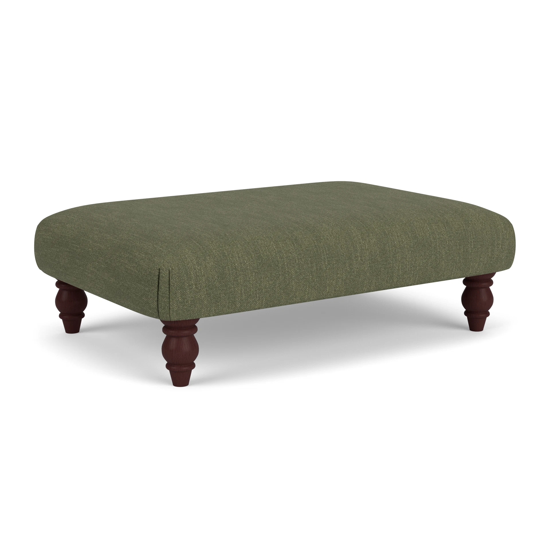 Clara Foot Stool in Luxury Italian Linen - Fern with Light legs