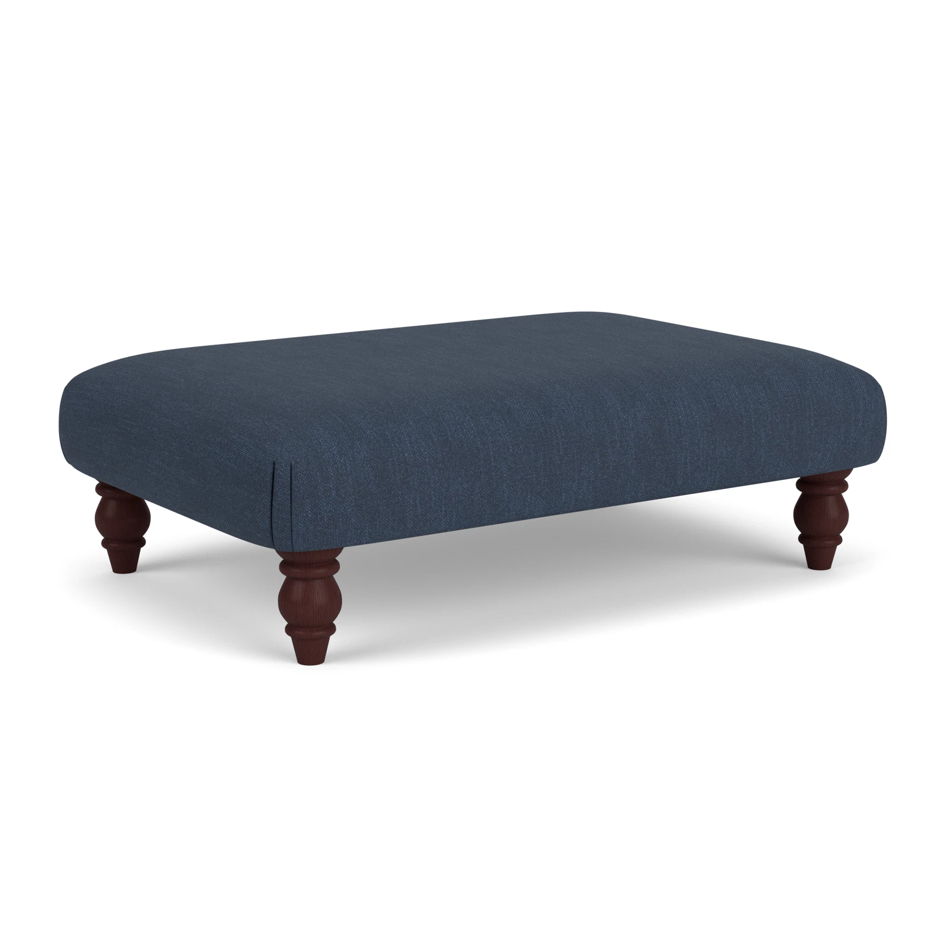 Clara Foot Stool in Luxury Italian Linen - Indigo with Light legs