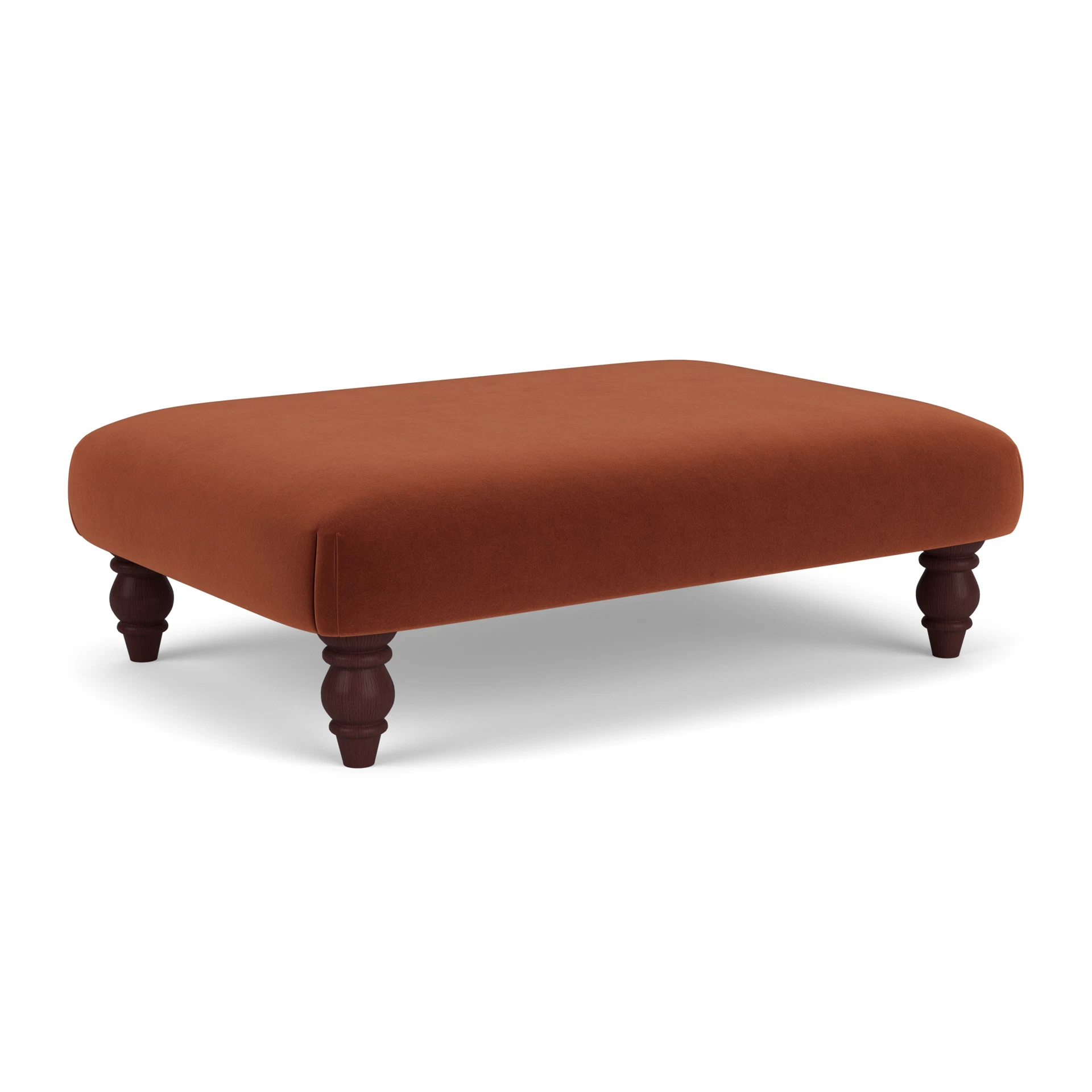 Clara Foot Stool in Matt Velvet - Brick with Light legs