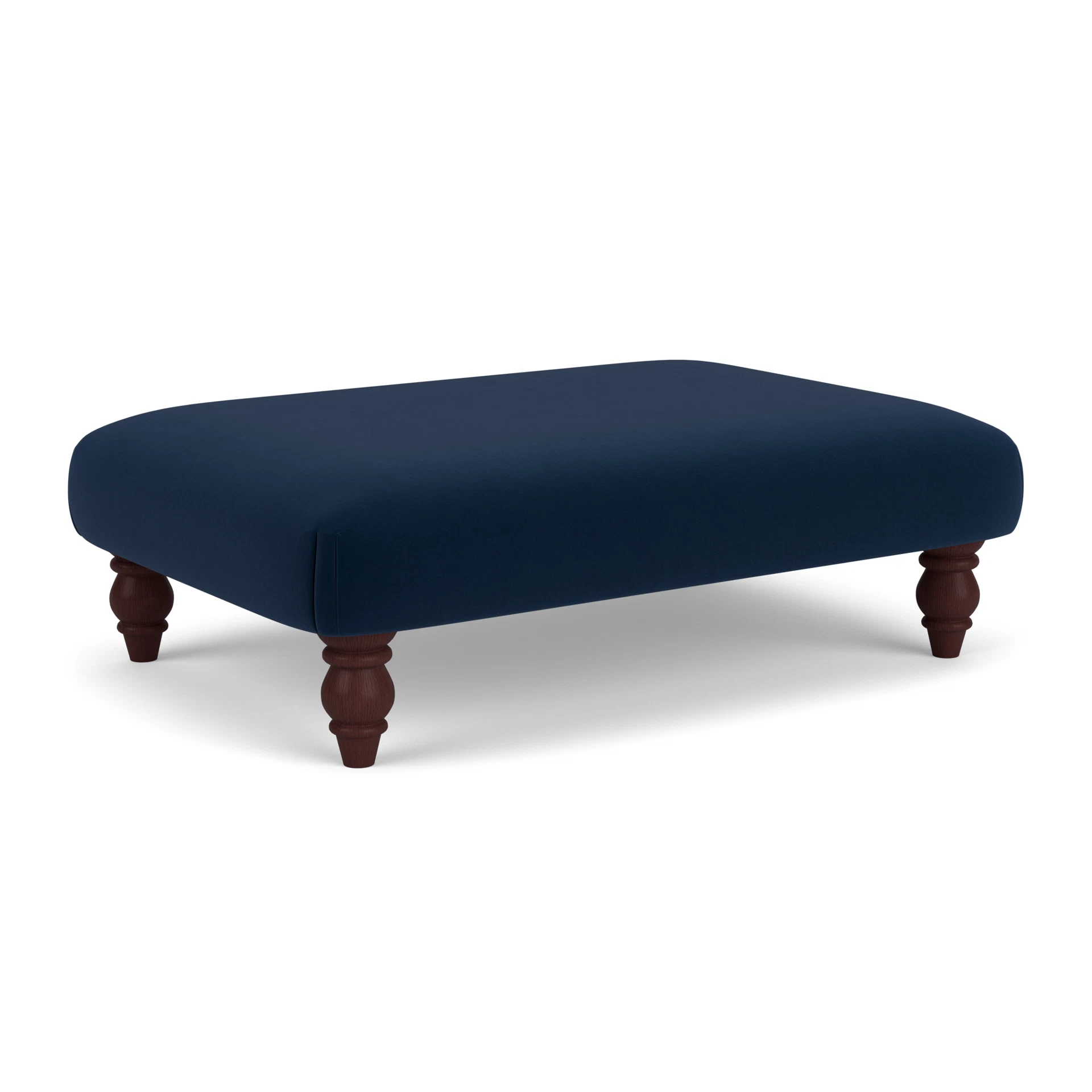 Clara Foot Stool in Matt Velvet - Deep Blue with Light legs
