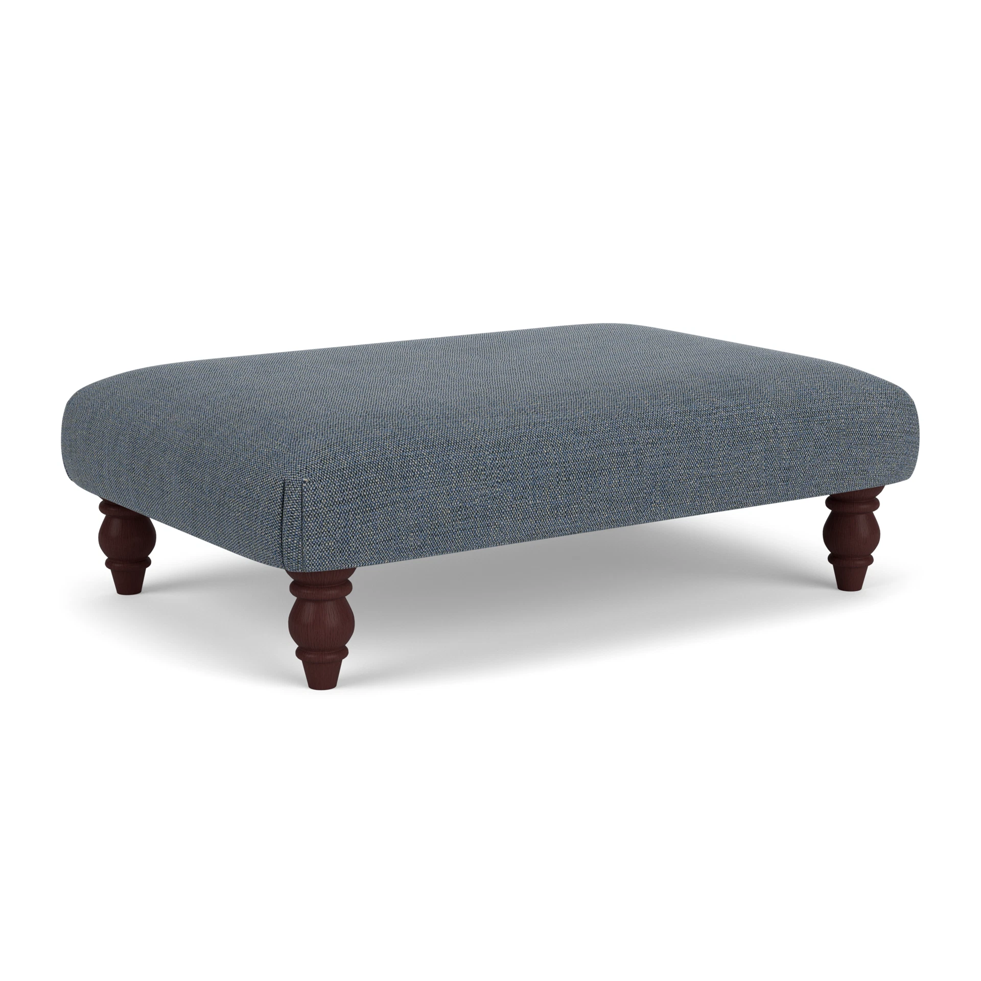 Clara Foot Stool in Rustic Weave - Indigo with Light legs