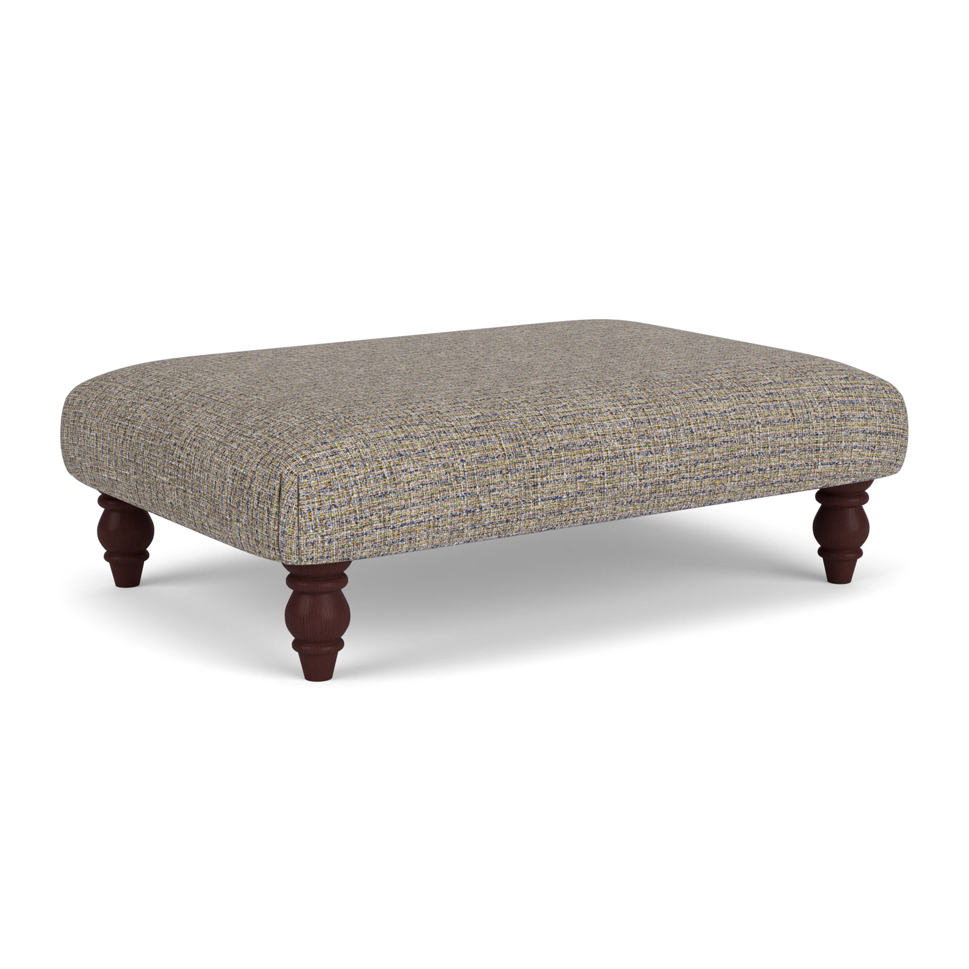 Clara Foot Stool in Textured Weave - Shoreline Mix with Light legs
