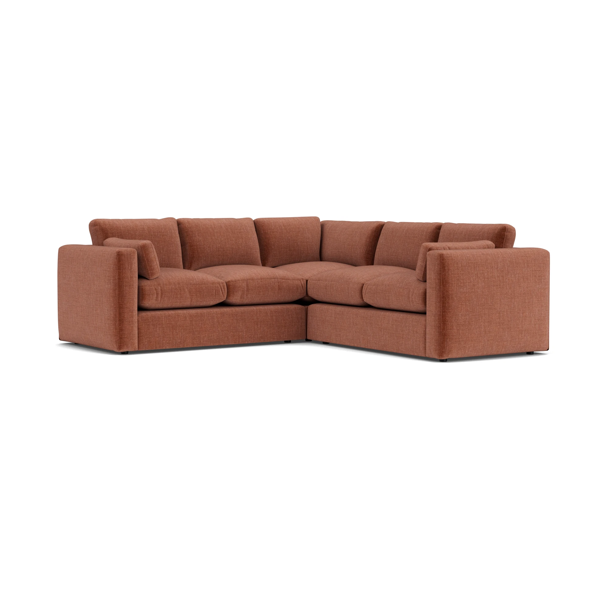 Clarke Compact Corner Sofa in Eco Chenille - Cinnamon with undefined legs