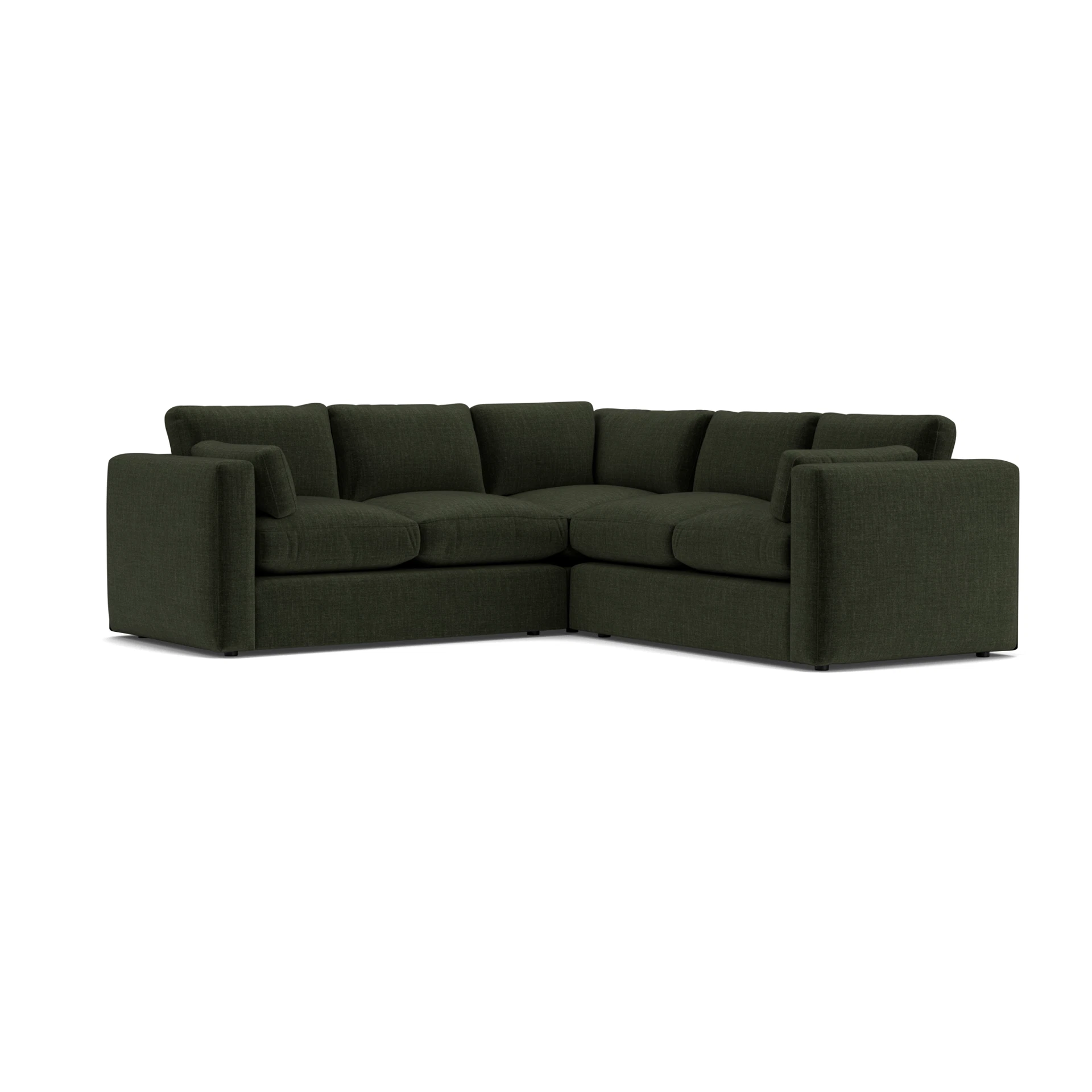 Clarke Compact Corner Sofa in Eco Chenille - Moss with undefined legs