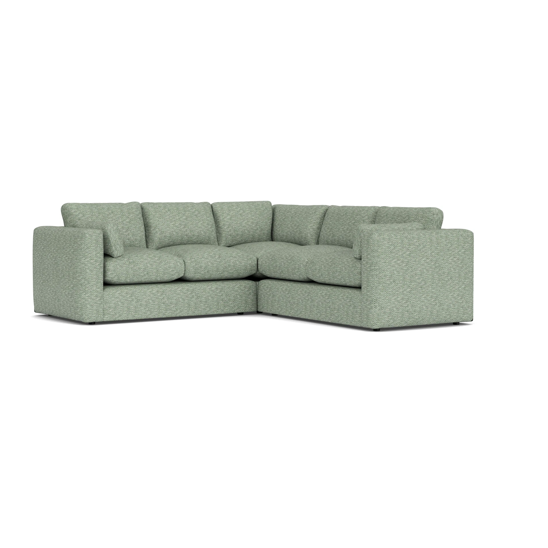 Clarke Compact Corner Sofa in Herringbone Weave - Lake