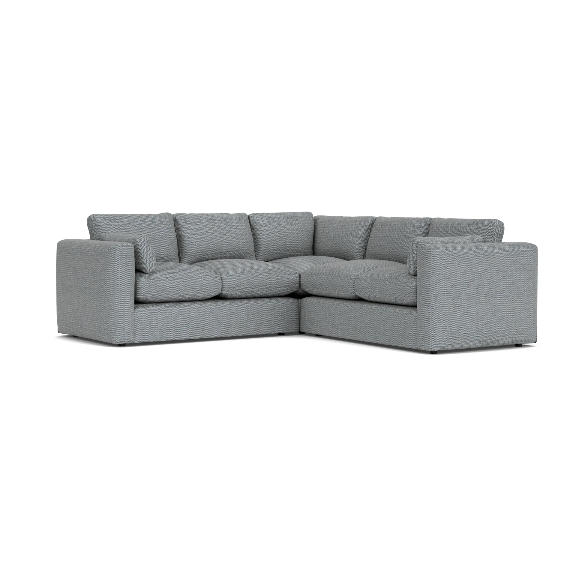 Clarke Compact Corner Sofa in Herringbone Weave - Navy with undefined legs