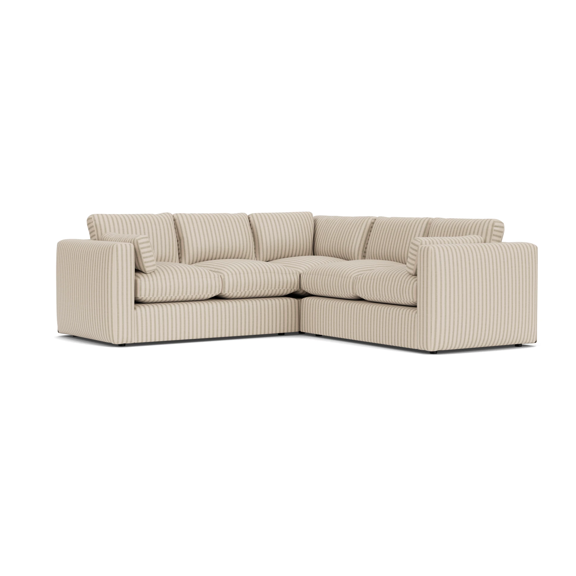 Clarke Compact Corner Sofa in Kingham Stripe - Sage with undefined legs