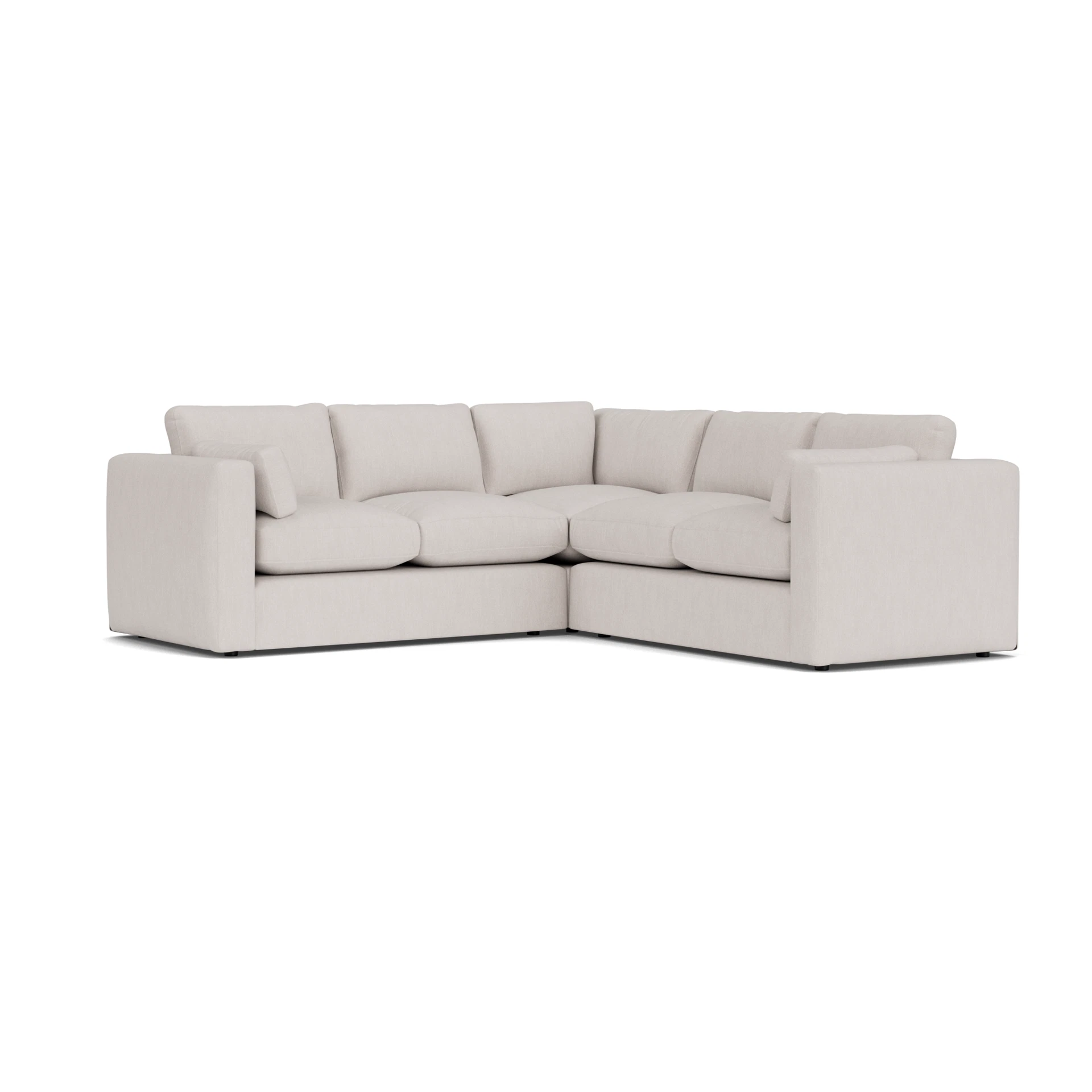 Clarke Compact Corner Sofa in Luxury Italian Linen - Soft White with undefined legs