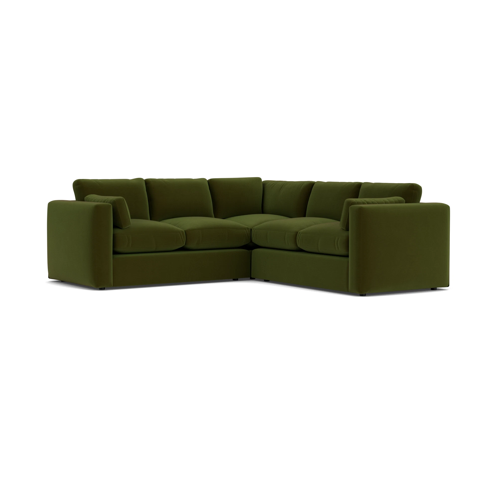 Clarke Compact Corner Sofa in Matt Velvet - Forest Green with undefined legs
