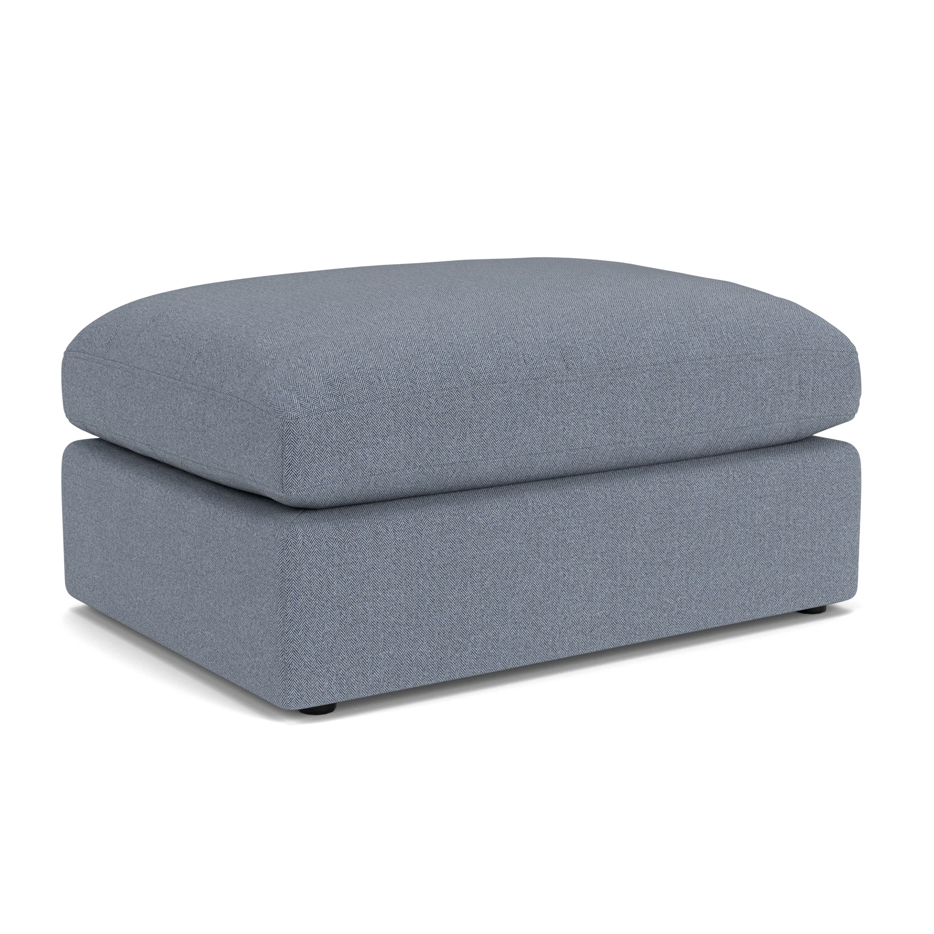 Clarke Large Foot Stool in Eco Herringbone - Navy with undefined legs