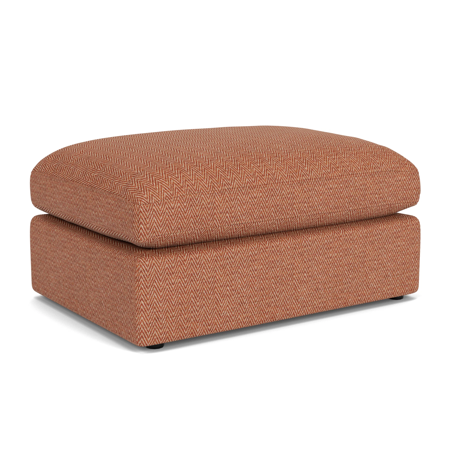 Clarke Large Foot Stool in Herringbone Weave - Brick with undefined legs