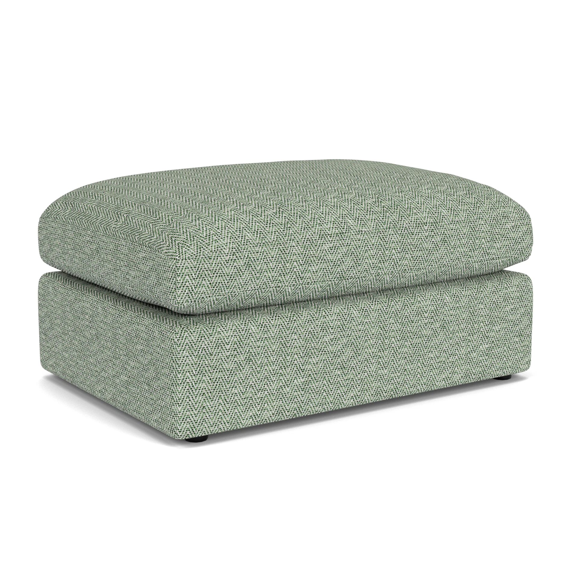 Clarke Large Foot Stool in Herringbone Weave - Lake