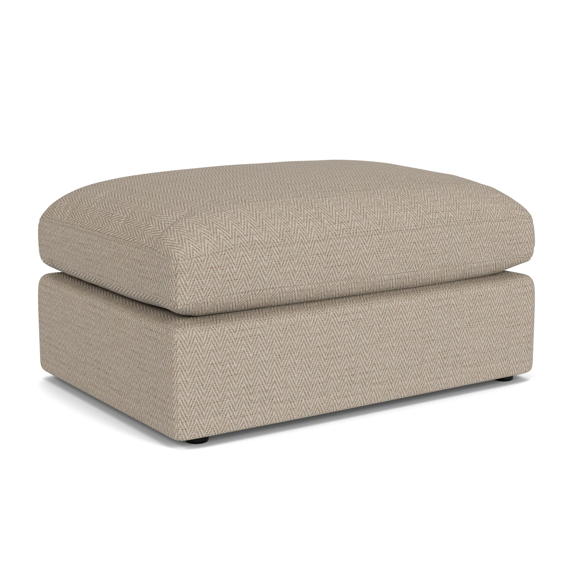 Clarke Large Foot Stool in Herringbone Weave - Natural with undefined legs