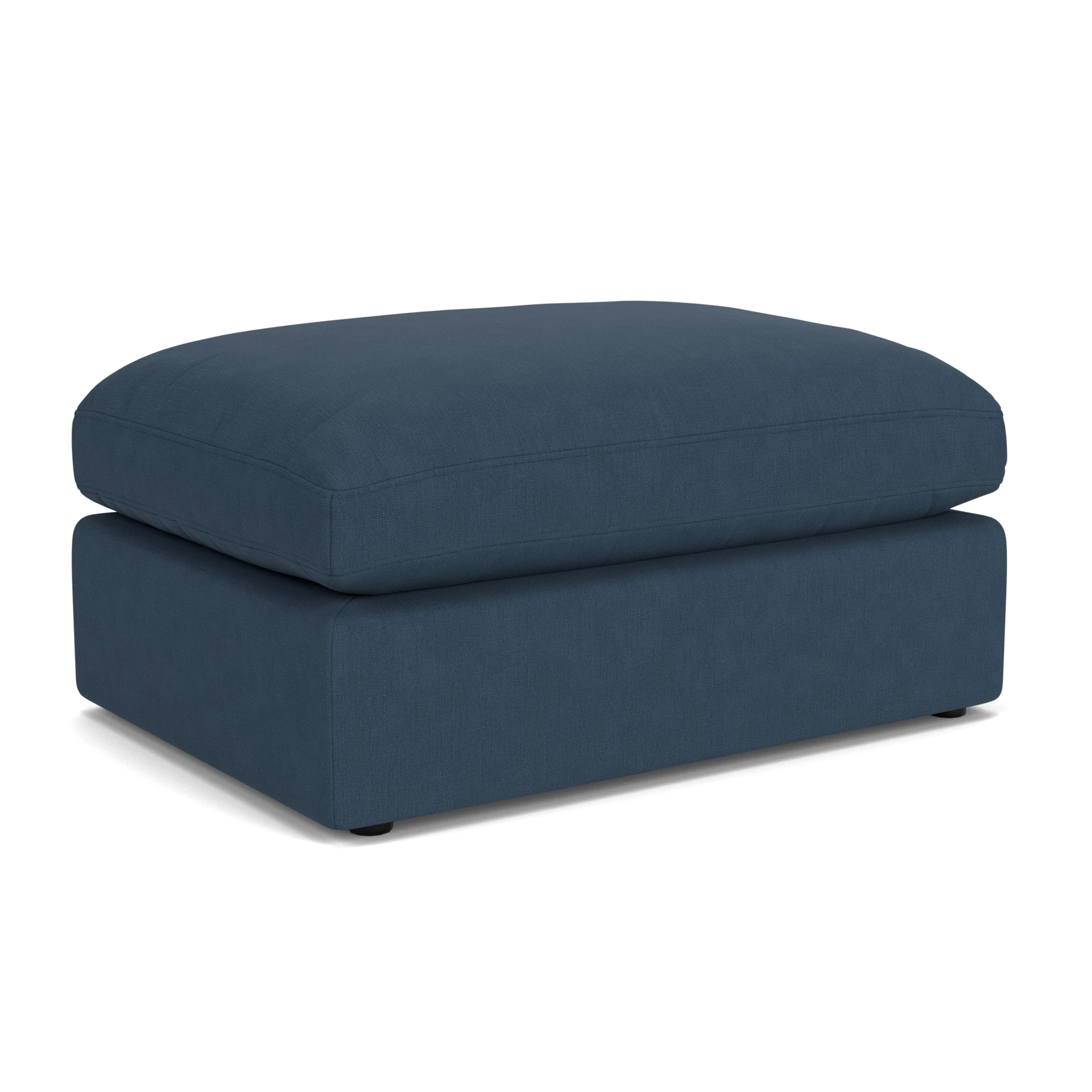 Clarke Large Foot Stool in House Linen Mix - Indigo with undefined legs