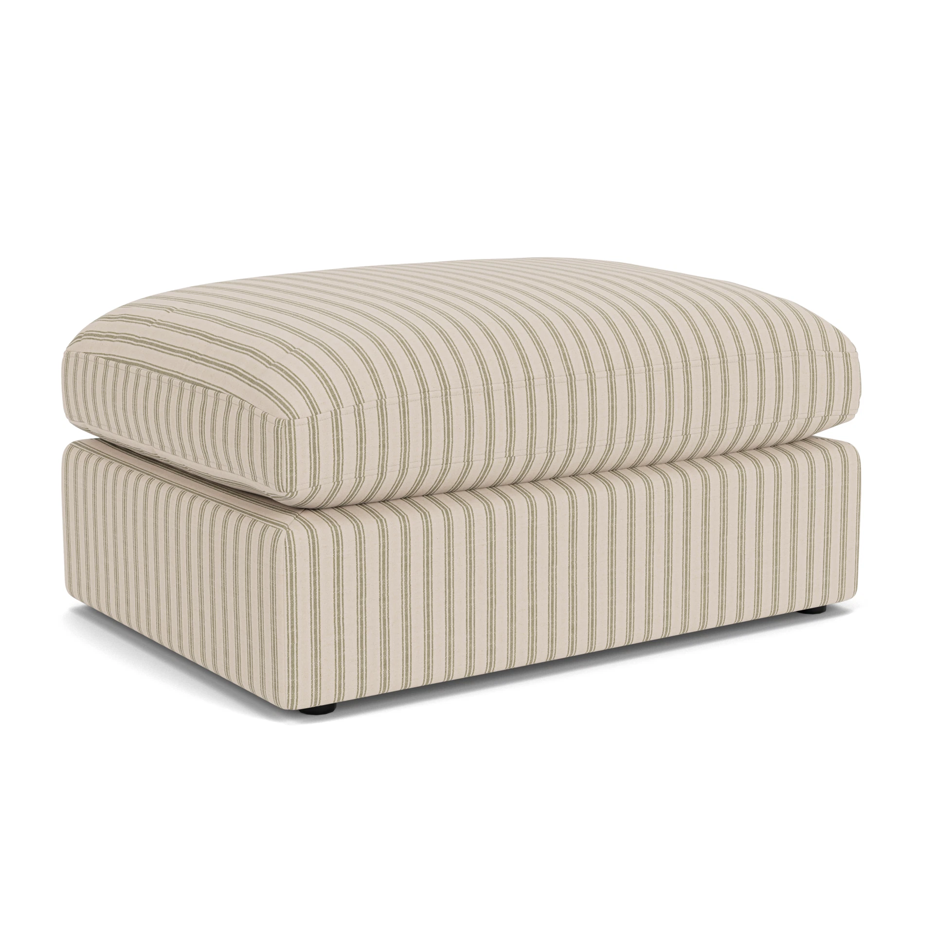 Clarke Large Foot Stool in Kingham Stripe - Sage with undefined legs