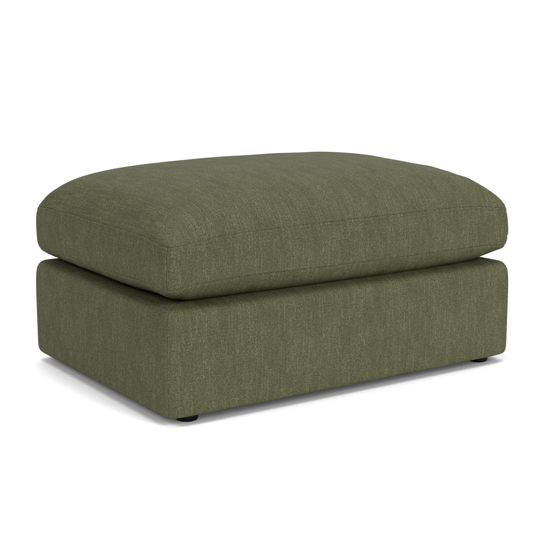 Clarke Large Foot Stool in Luxury Italian Linen - Fern with undefined legs
