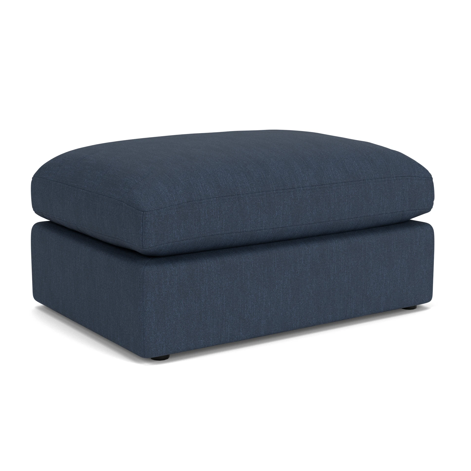 Clarke Large Foot Stool in Luxury Italian Linen - Indigo with undefined legs