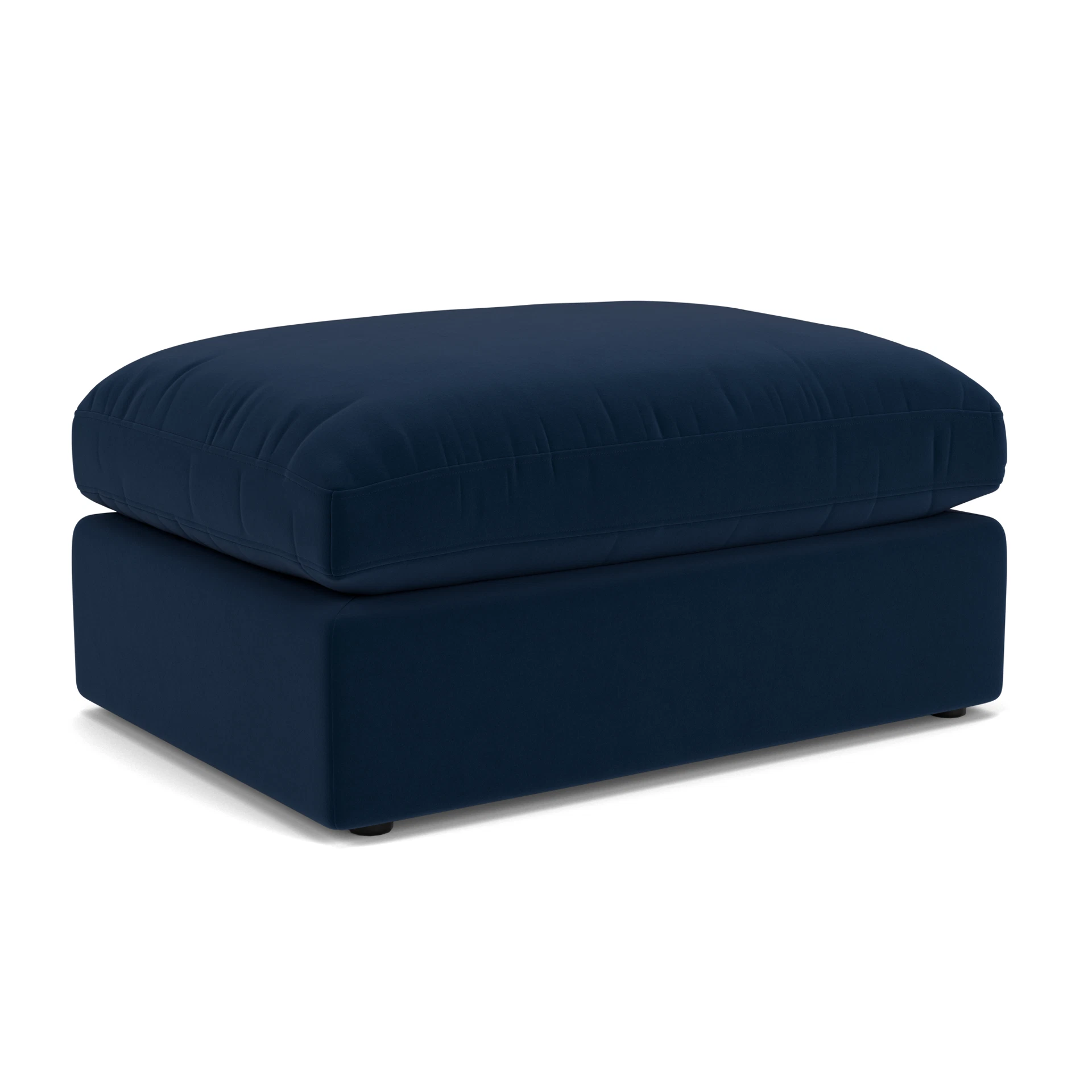Clarke Large Foot Stool in Matt Velvet - Deep Blue with undefined legs