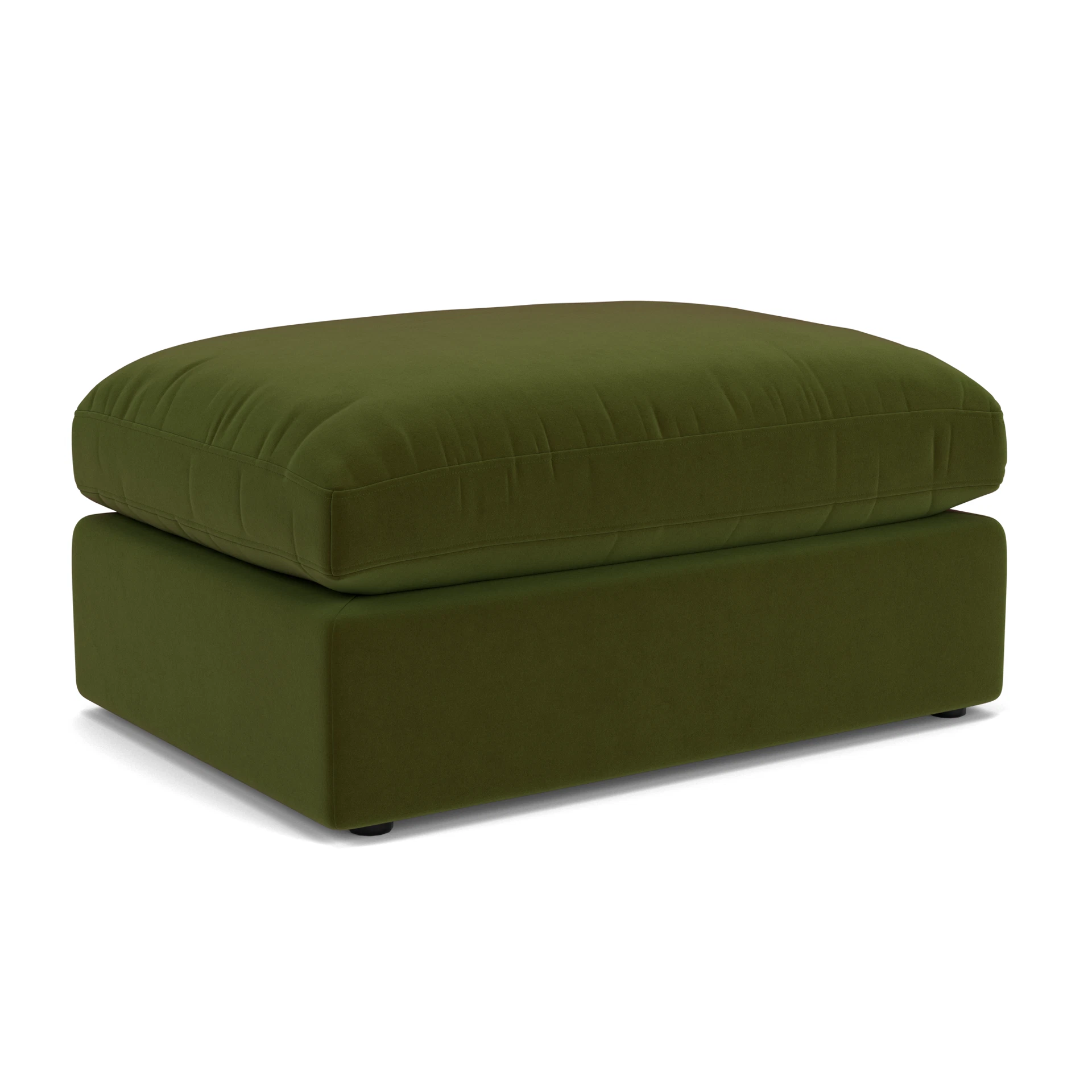 Clarke Large Foot Stool in Matt Velvet - Forest Green with undefined legs