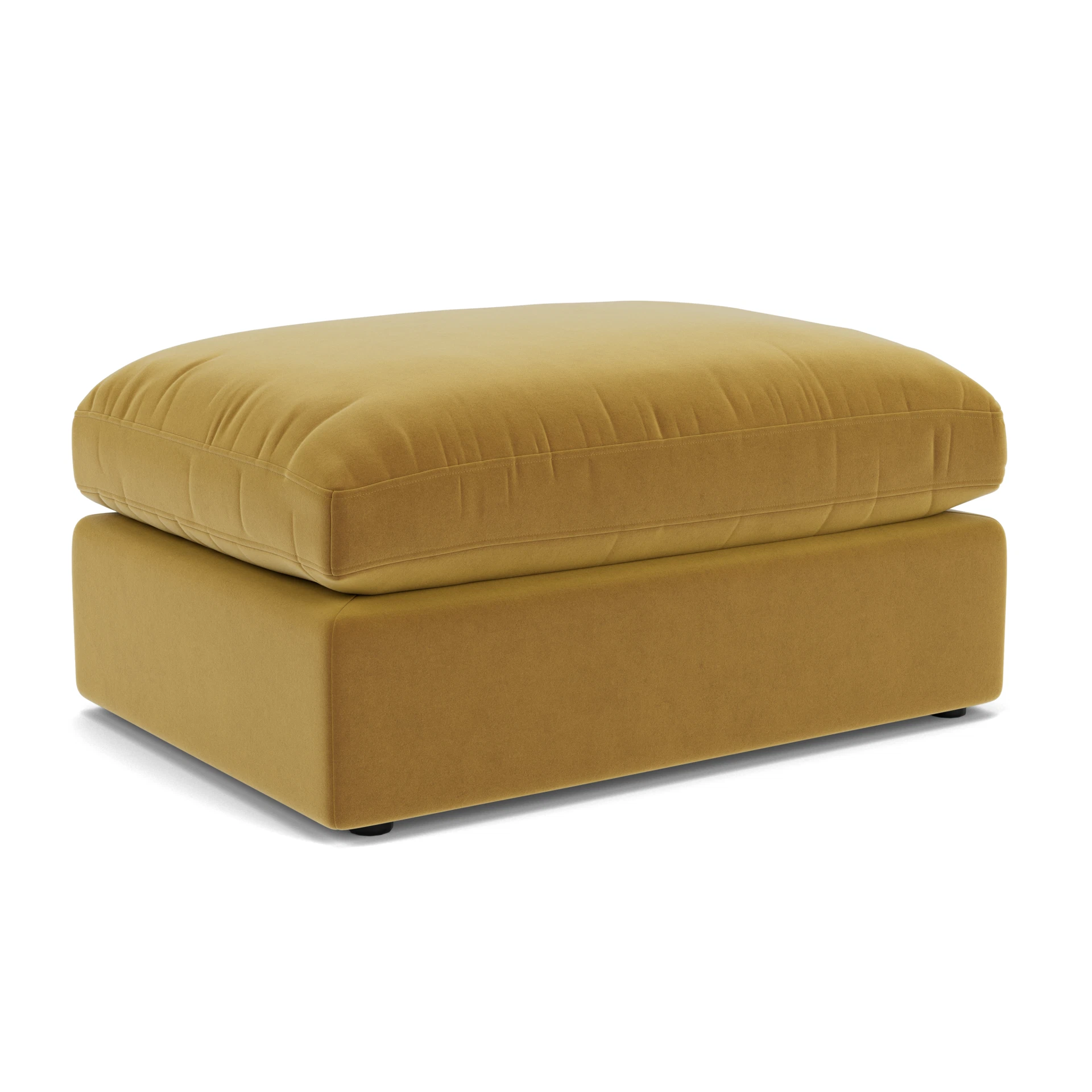 Clarke Large Foot Stool in Matt Velvet - Mustard with undefined legs