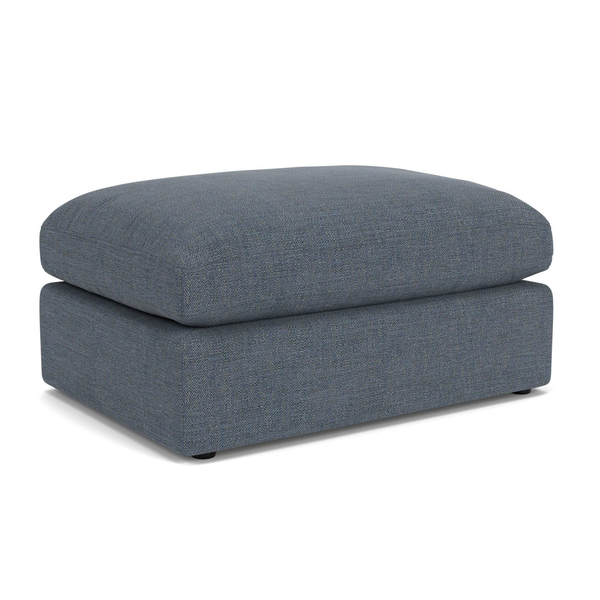 Clarke Large Foot Stool in Rustic Weave - Indigo with undefined legs