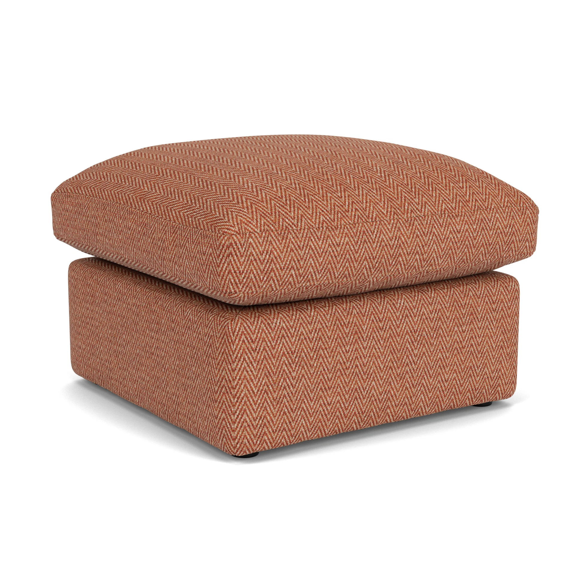 Clarke Small Foot Stool in Herringbone Weave - Brick with undefined legs