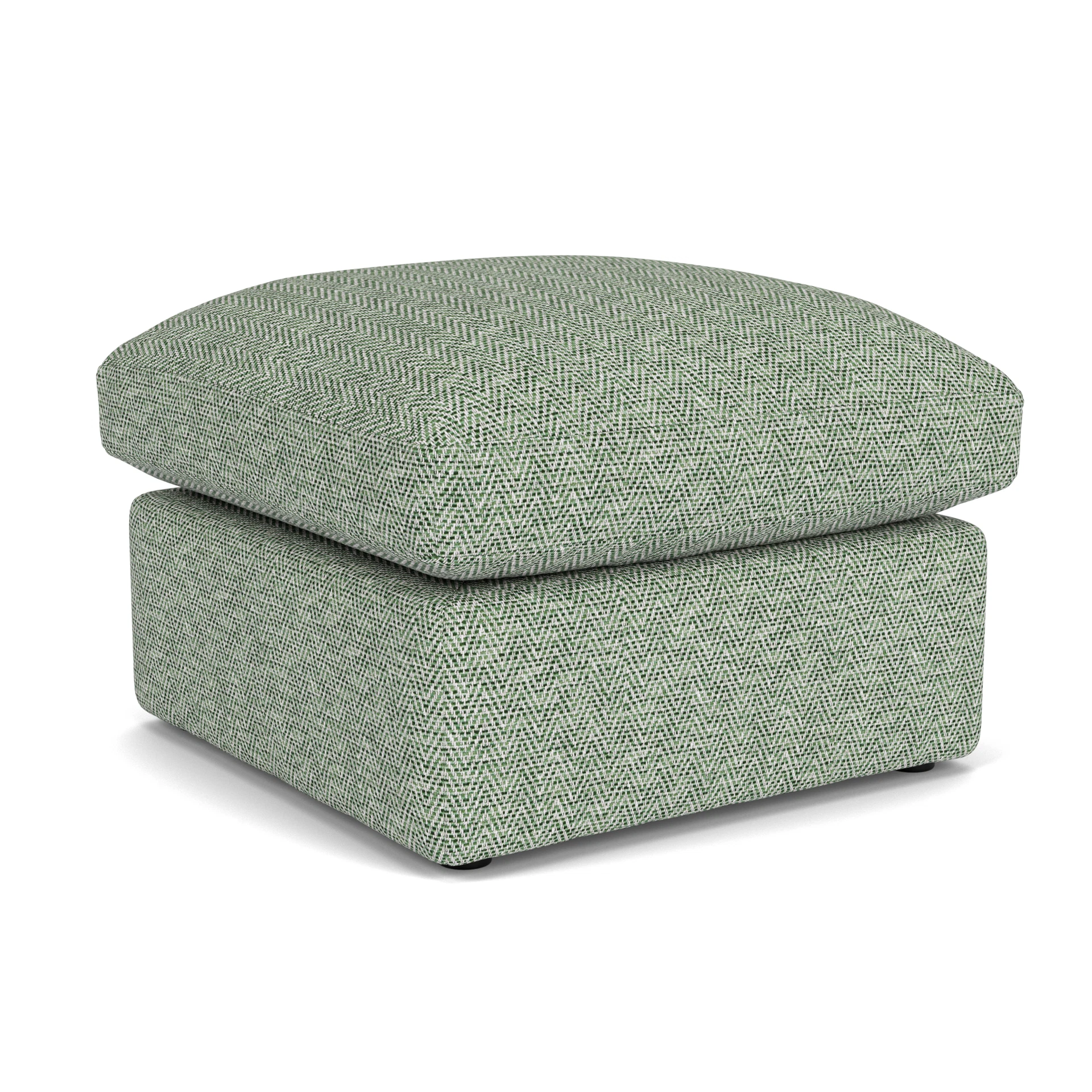 Clarke Small Foot Stool in Herringbone Weave - Lake