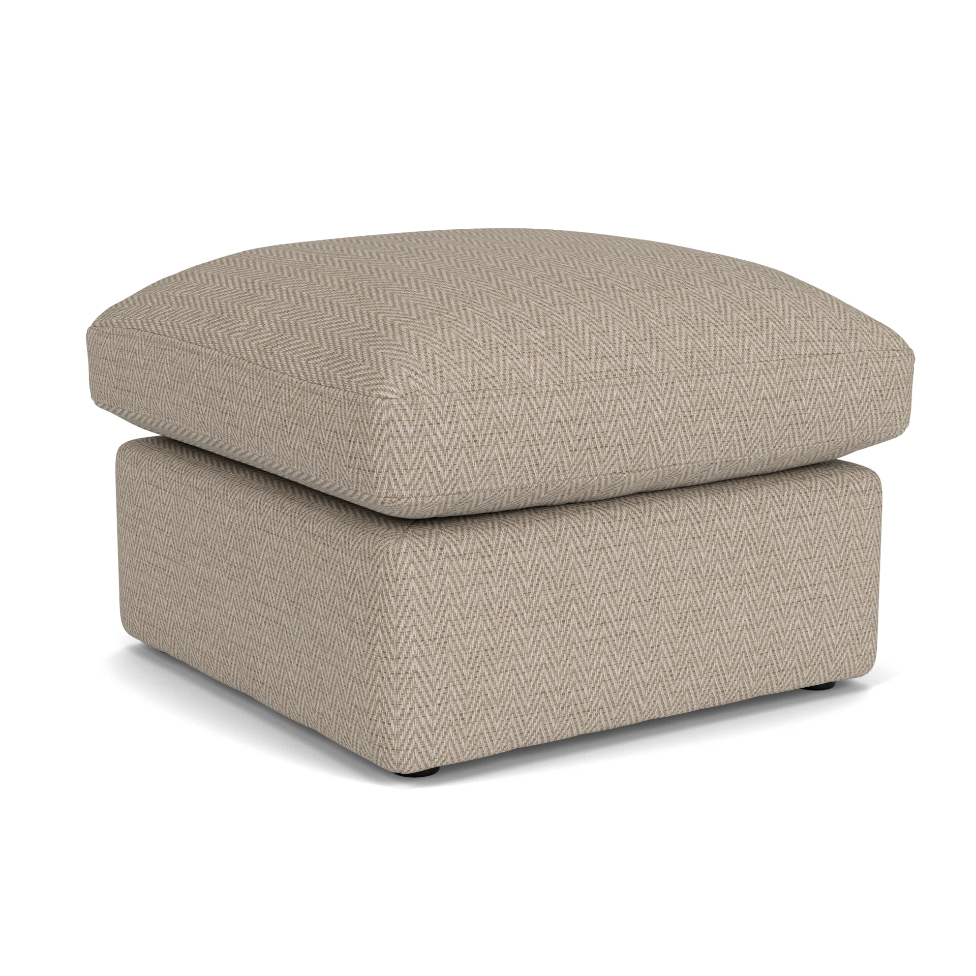 Clarke Small Foot Stool in Herringbone Weave - Natural with undefined legs