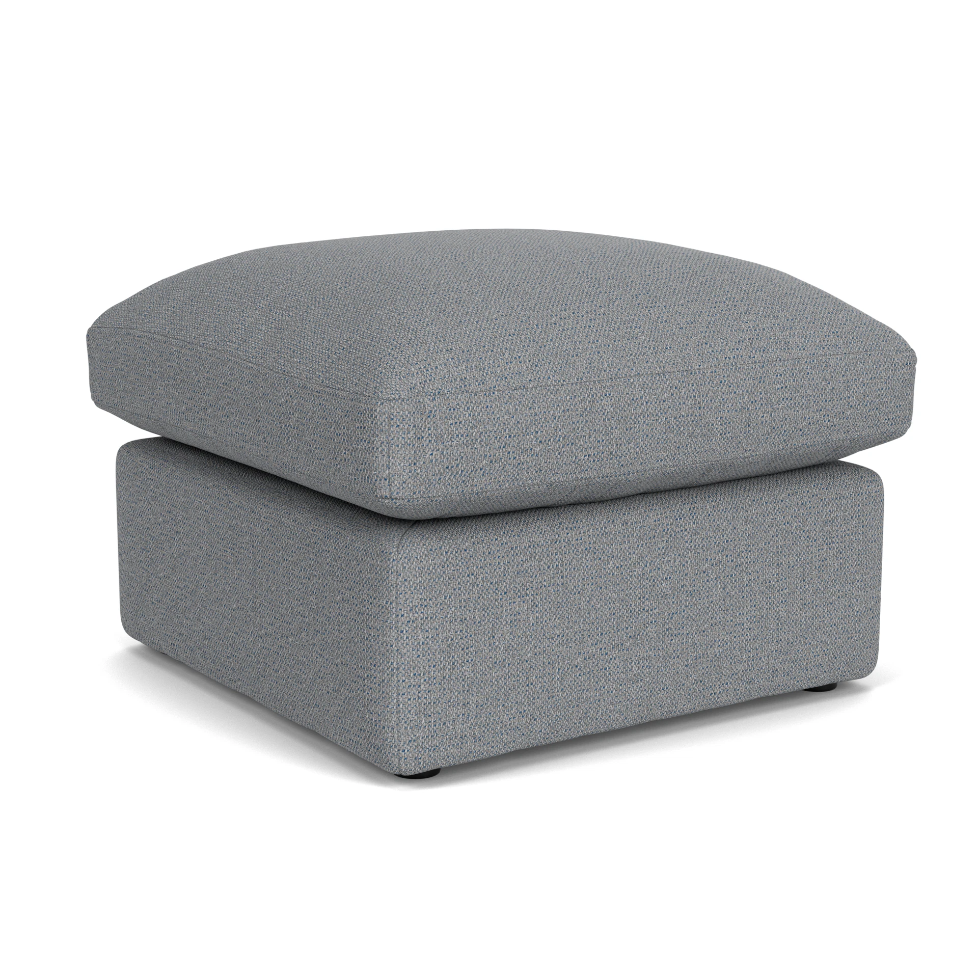 Clarke Small Foot Stool in House Weave - Blue Marl with undefined legs