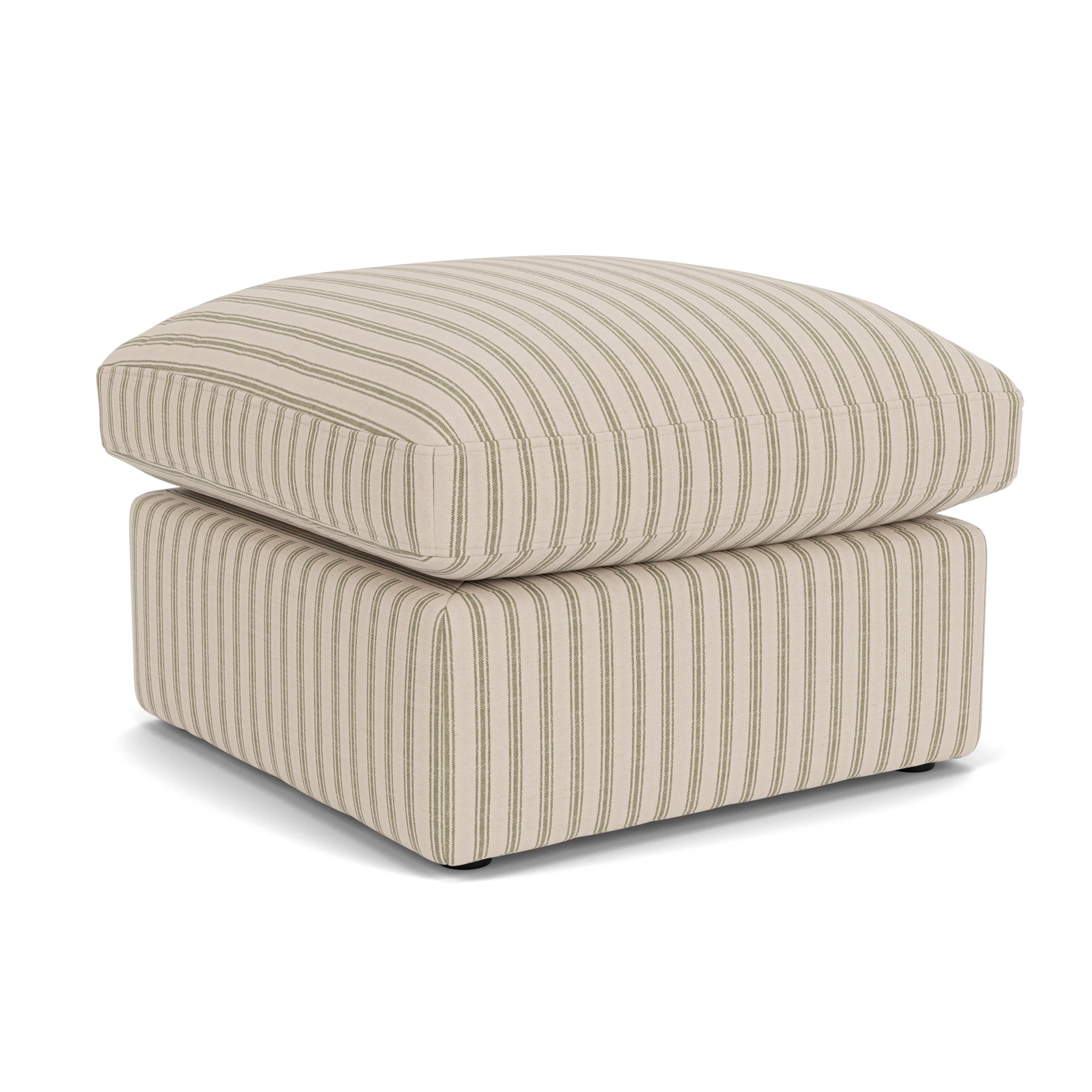 Clarke Small Foot Stool in Kingham Stripe - Sage with undefined legs