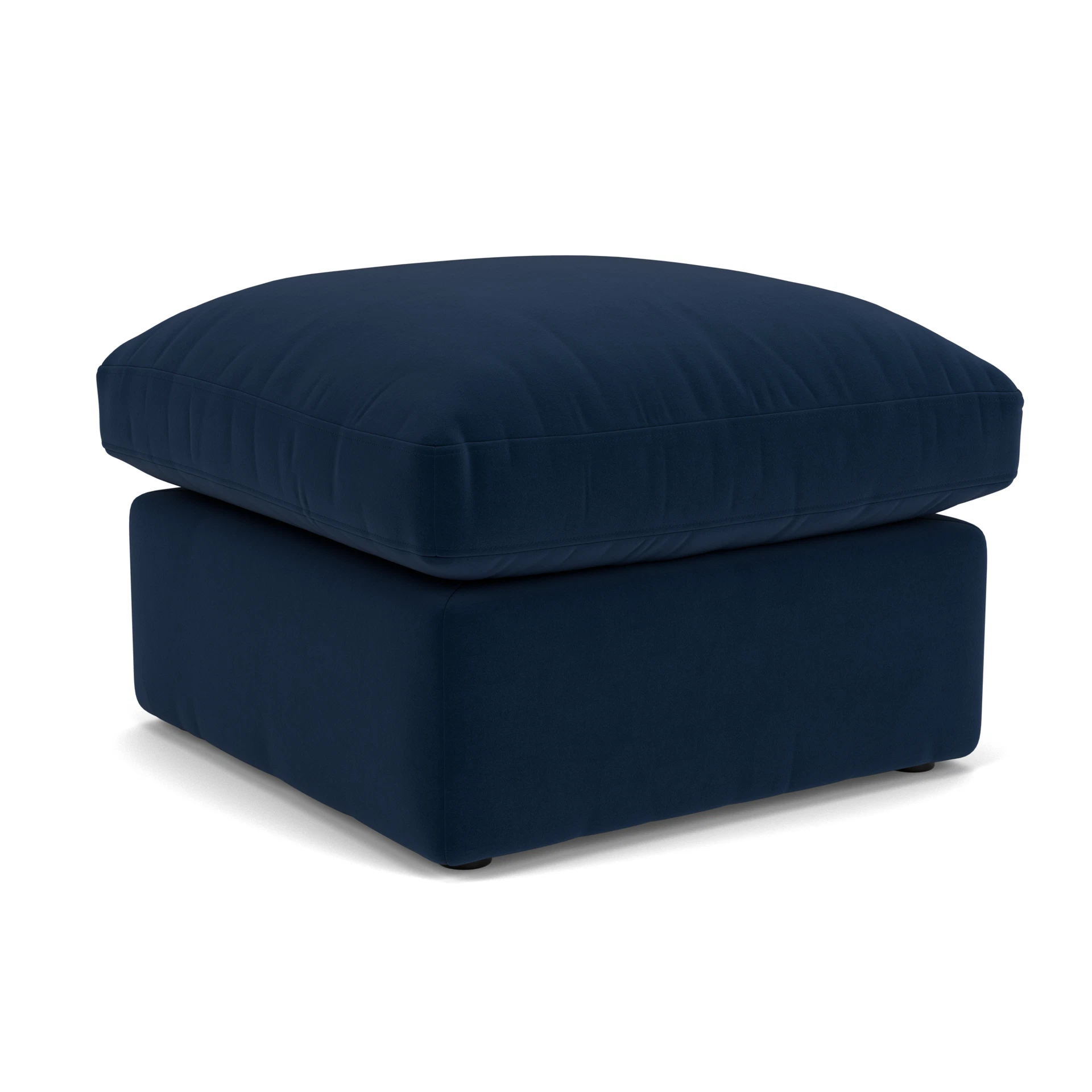 Clarke Small Foot Stool in Matt Velvet - Deep Blue with undefined legs