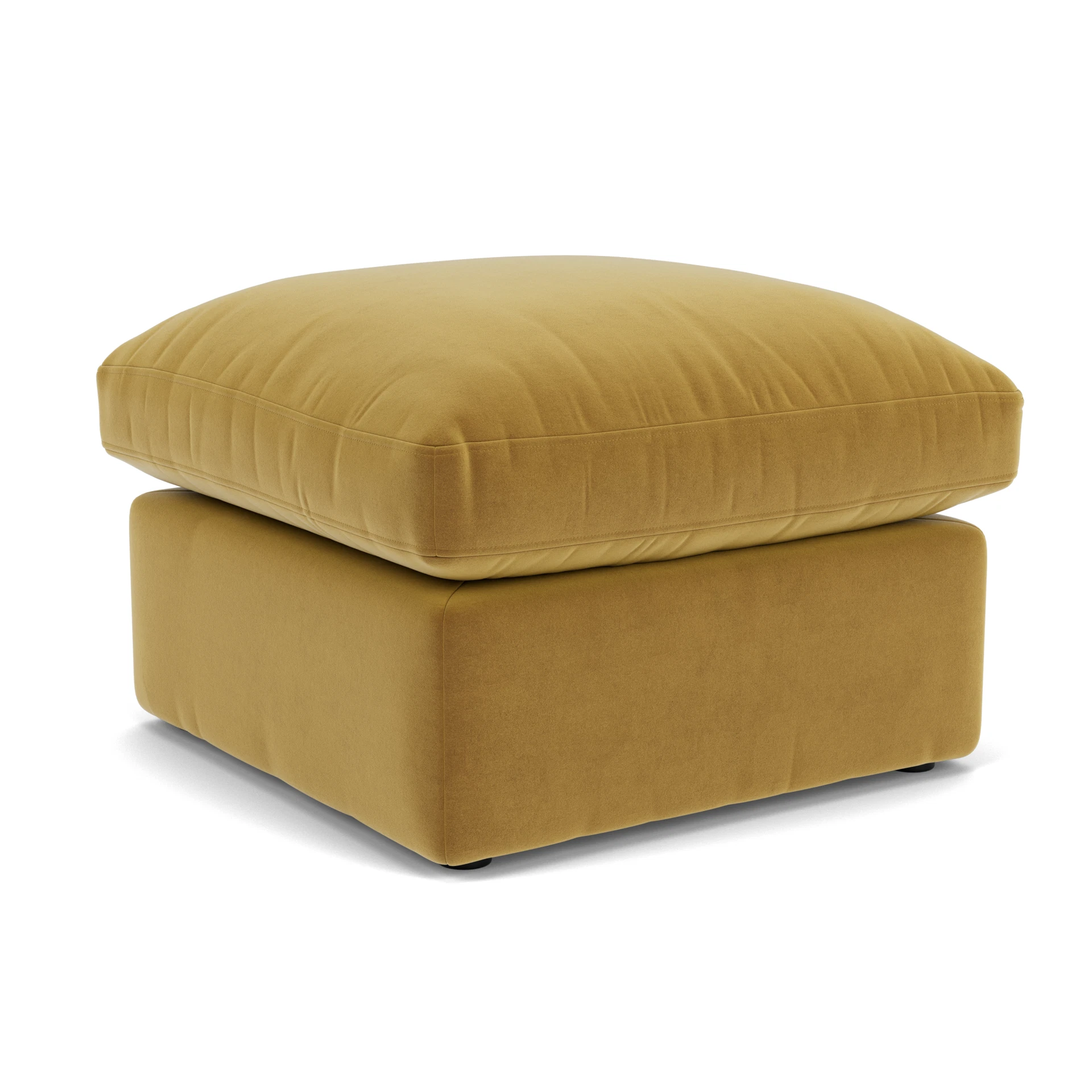 Clarke Small Foot Stool in Matt Velvet - Mustard with undefined legs