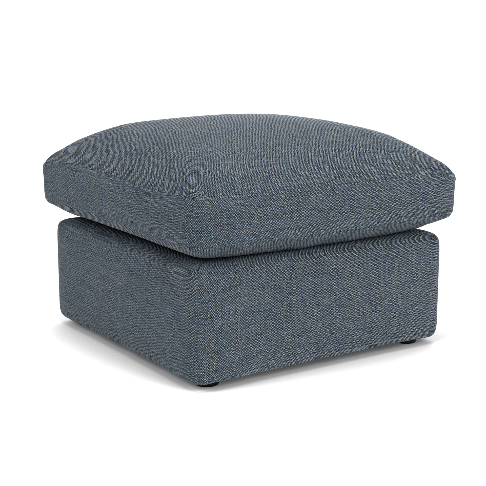 Clarke Small Foot Stool in Rustic Weave - Indigo with undefined legs