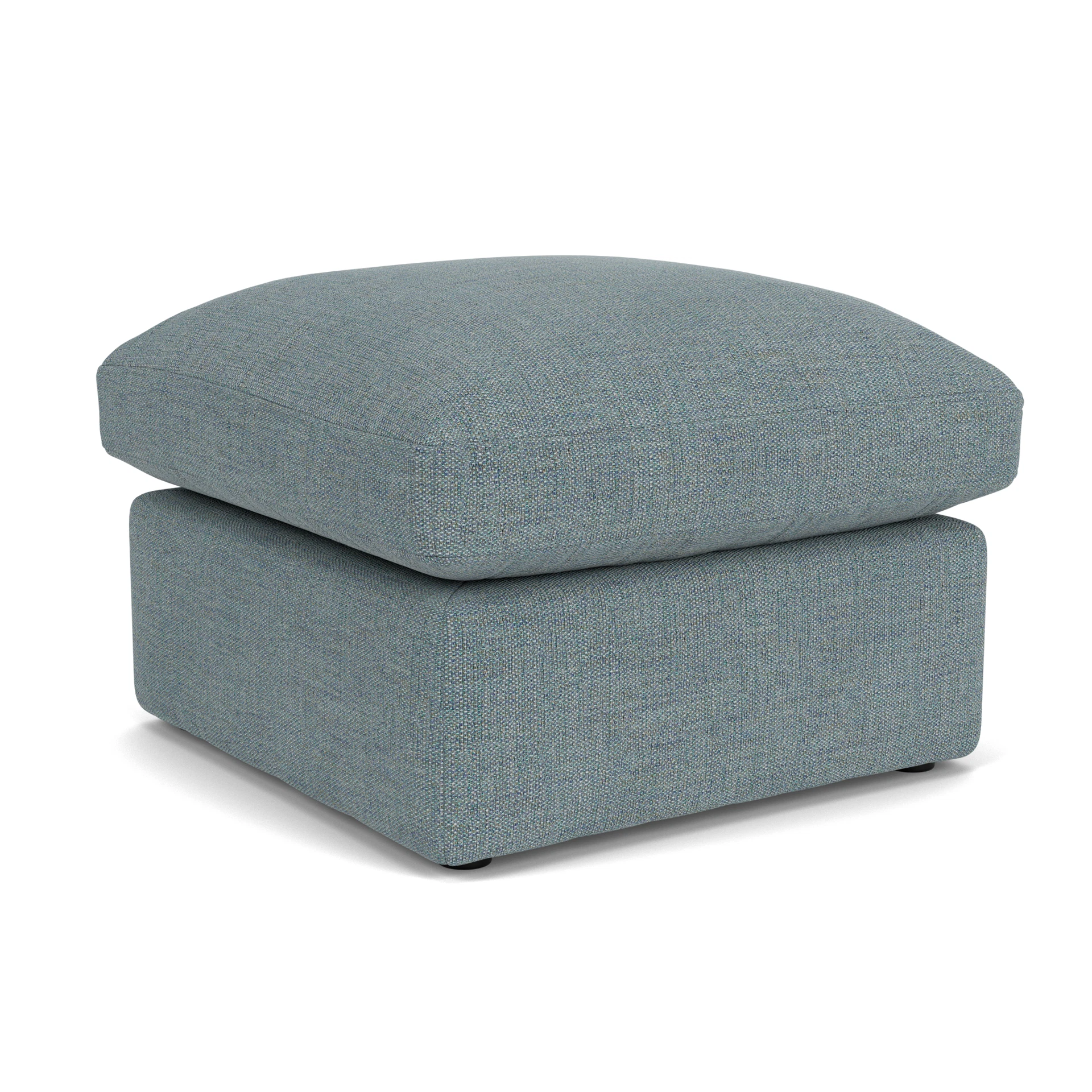 Clarke Small Foot Stool in Rustic Weave - Teal Marl with undefined legs