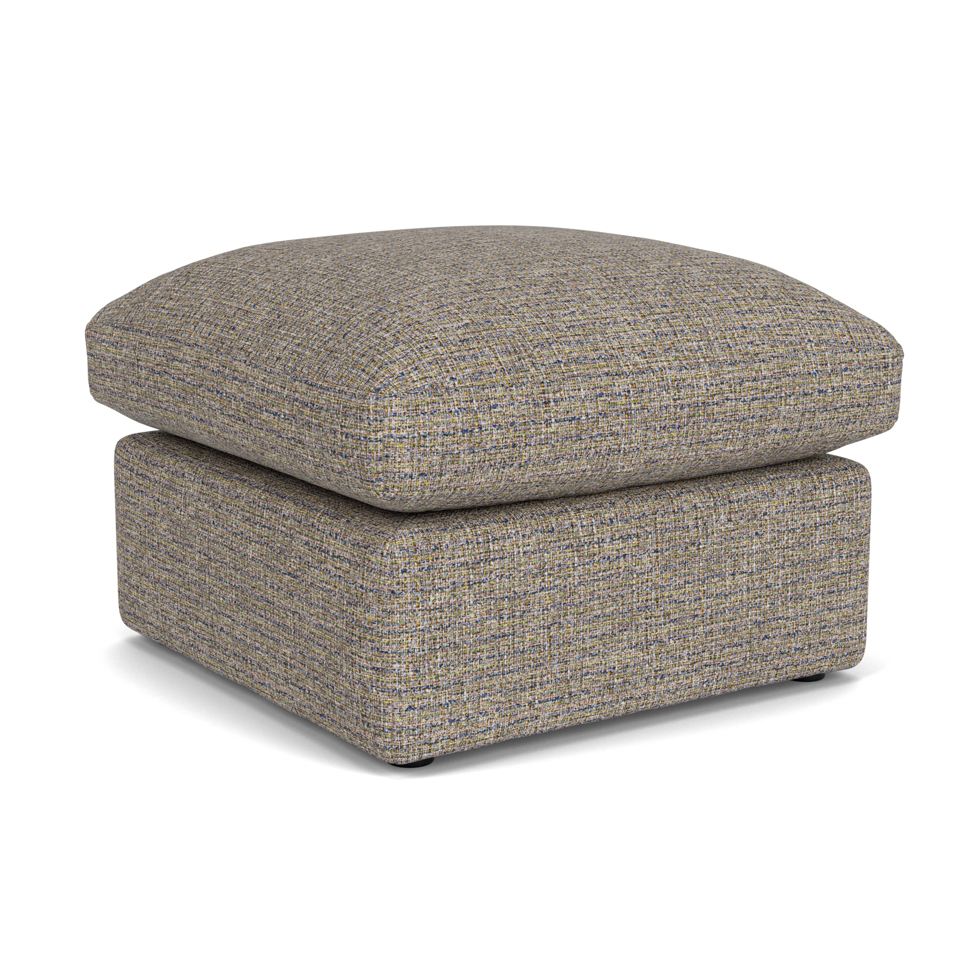 Clarke Small Foot Stool in Textured Weave - Shoreline Mix